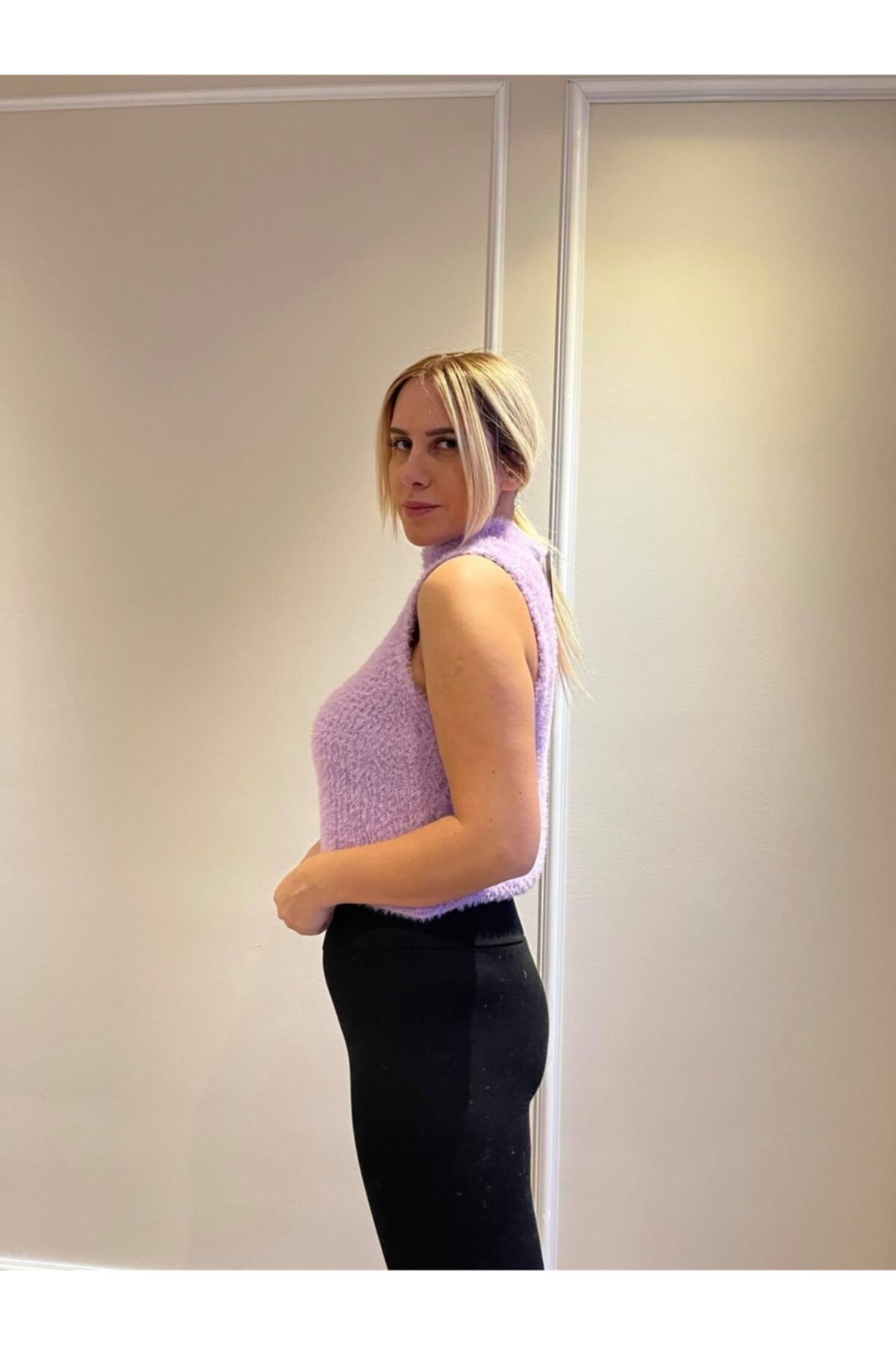 hilalacarstyling Kadın Mor  Peluş Triko Süveter