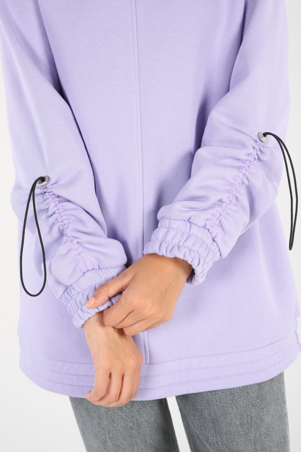 ALLDAY Lila Kol Büzgü Detaylı Kapüşonlu Sweat