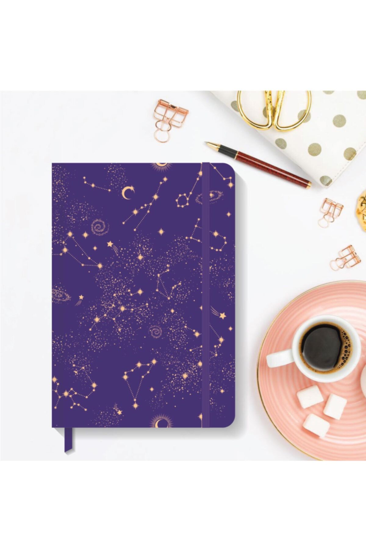 AKILLICA Notebook Lastikli Çizgili Sert Kapak Defter 13x21 Cm Hardcover Notebook Purple