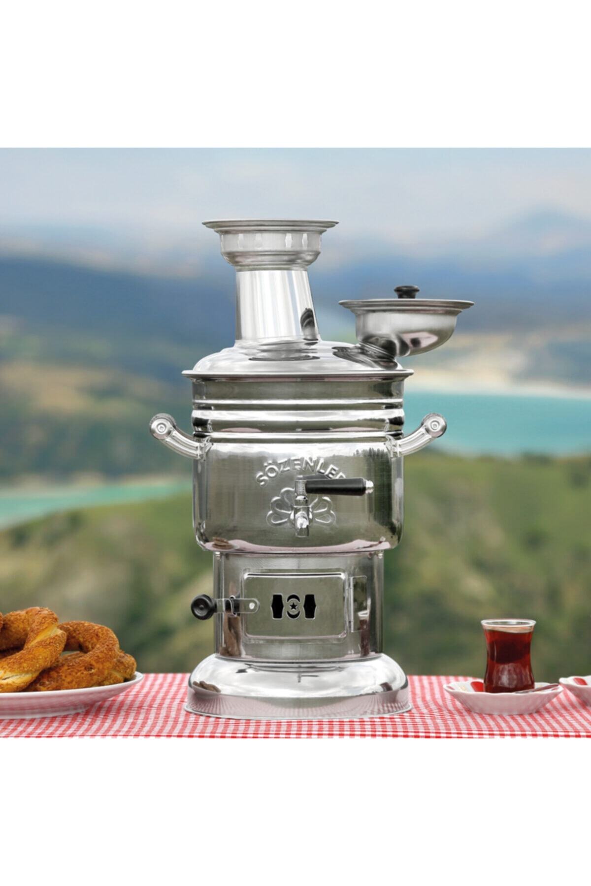 RZM Soba Sözenler 4 Litre Krom Sabit Odunlu Semaver Ks12