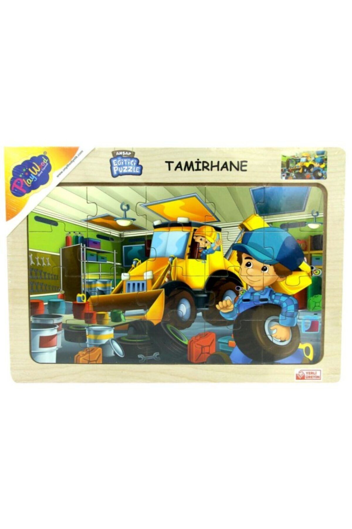 PlayWoods Eğitici Ahşap Tamirhane Tamirci Bebek Çocuk Puzzle Oyun Seti