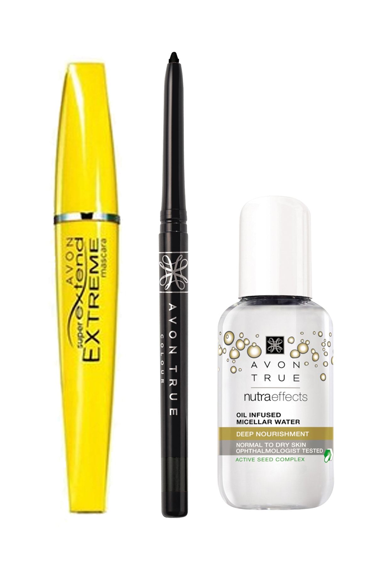 AVON Super Extend Siyah Maskara Siyah Göz Kalemi Ve Temizleme Suyu Paketi