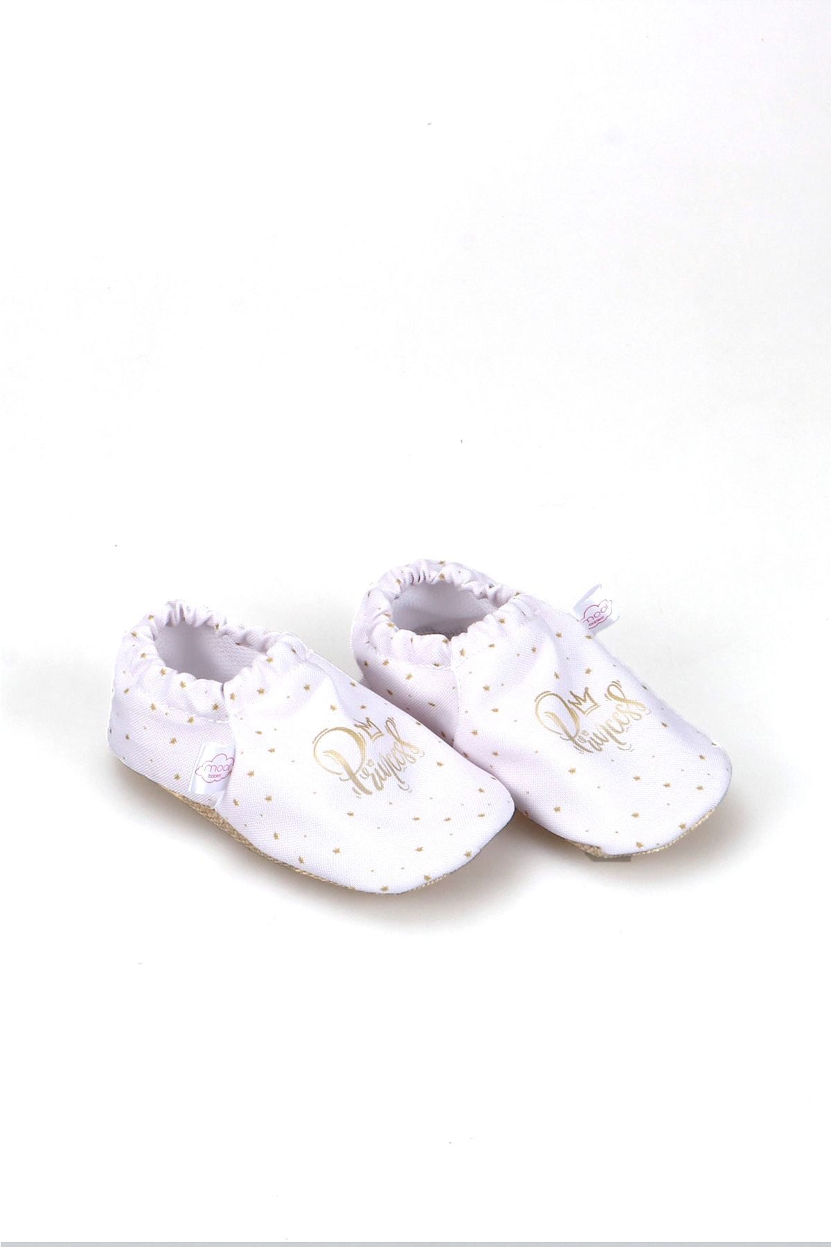 MooieBaby's Yeni Doğan Bebek Beyaz Princess Baskılı Patik