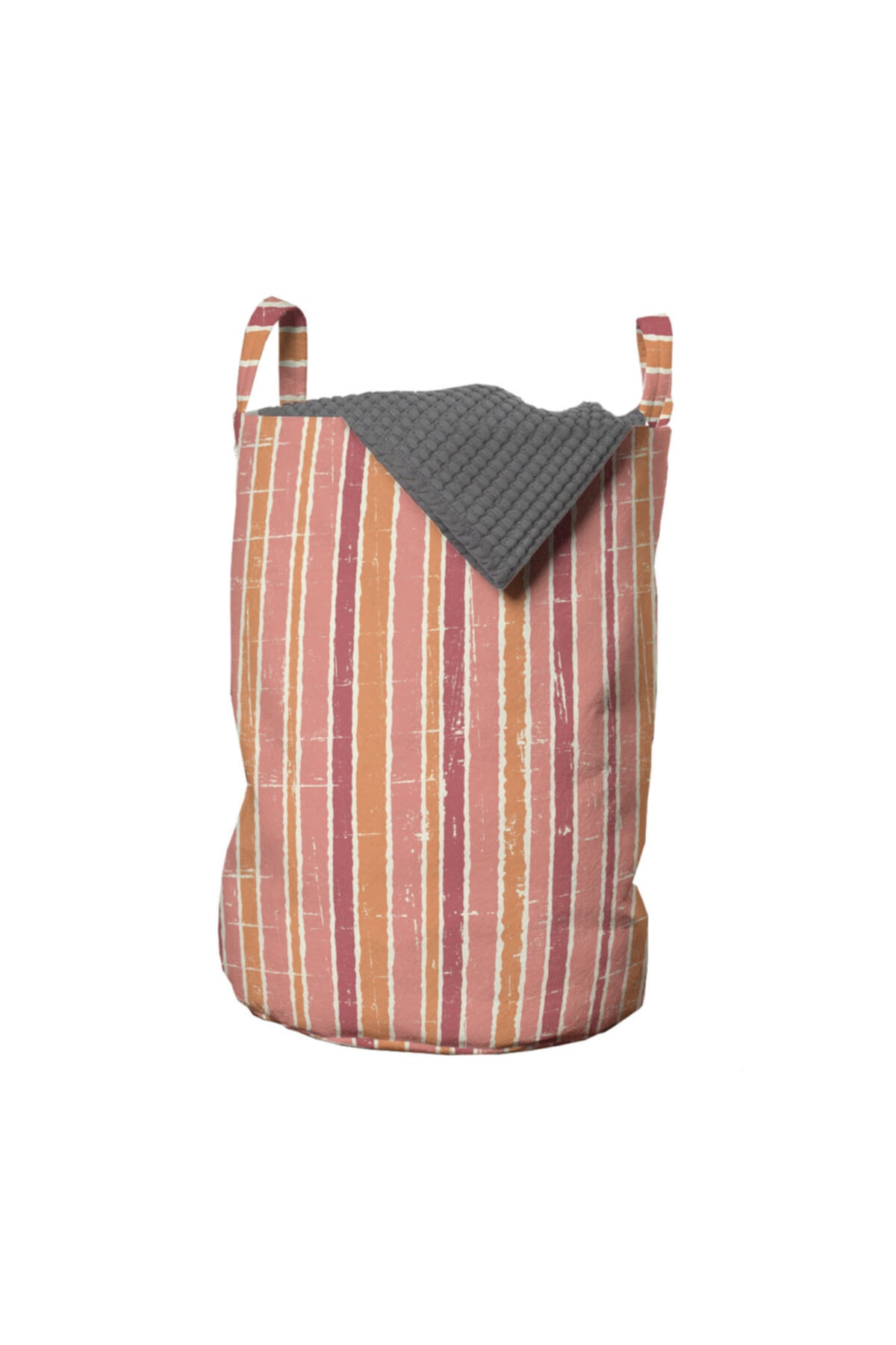 Rengirenk Çizgili Çamaşır Sepeti Retro Görünümlü Pastel Tonlarda Dikey Şerit