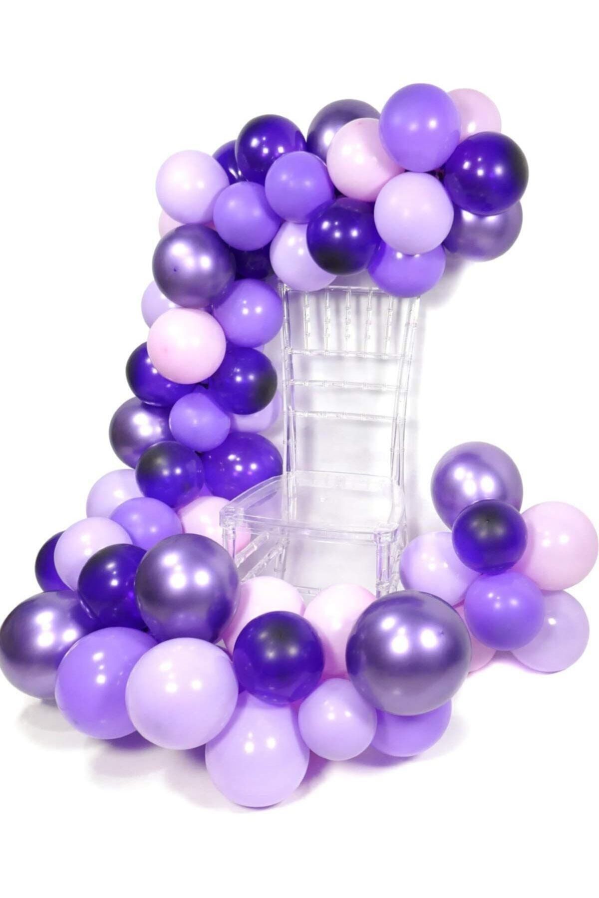 BALON PARTİ Krom Mor Lila Balon Zinciri 5 Metre