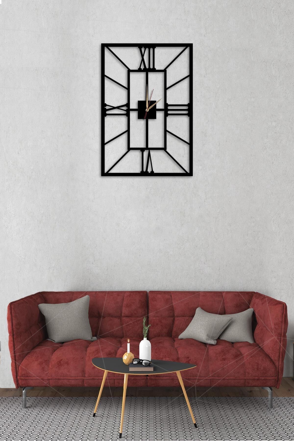 Ankebut Dekoratif Dikdörtgen Ahşap Duvar Saati 50* 38 Cm