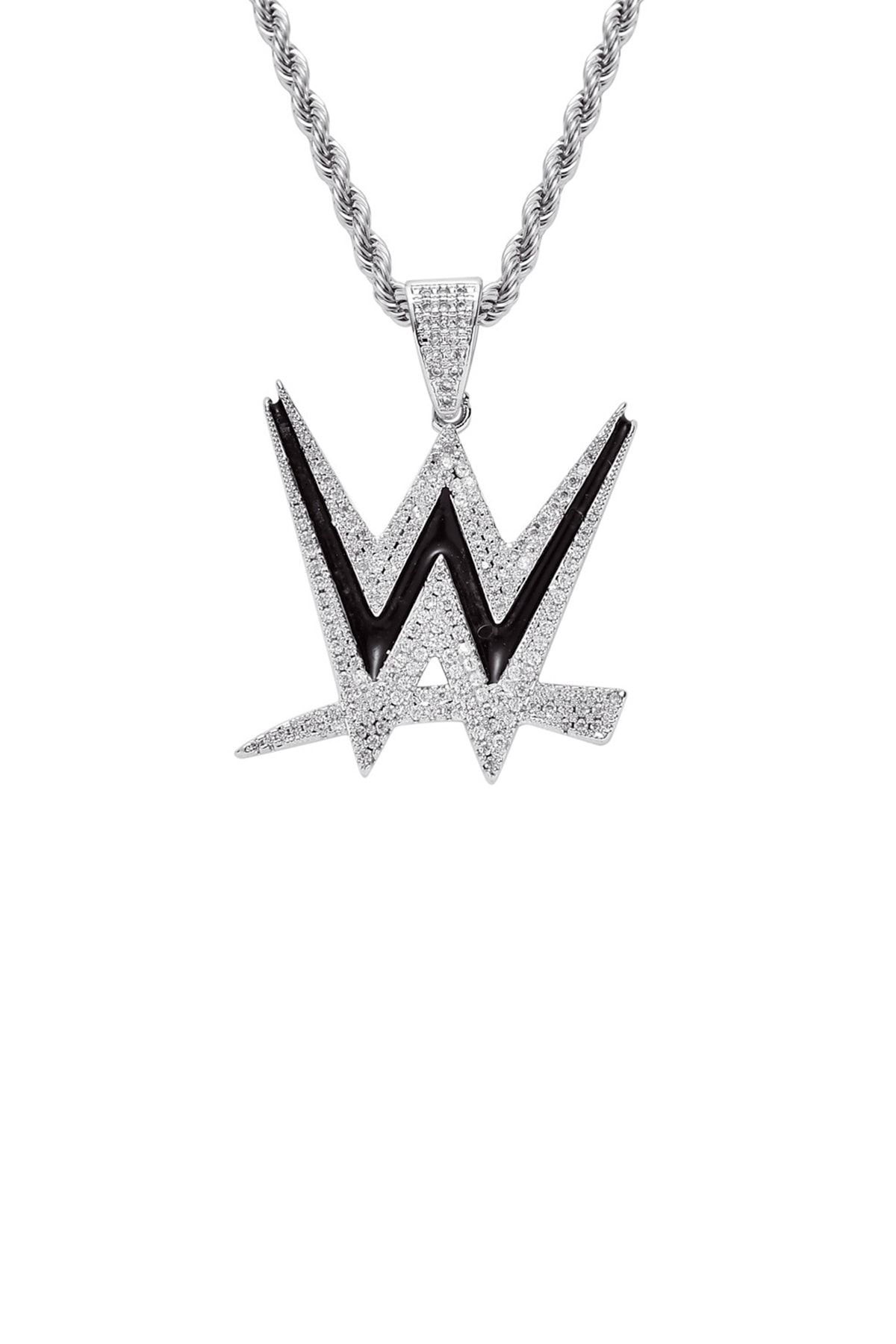 Black Dice Iced Out W Letter Chain Pendant Cz Stones Hiphop Jewelry W Harf Kolye Silver