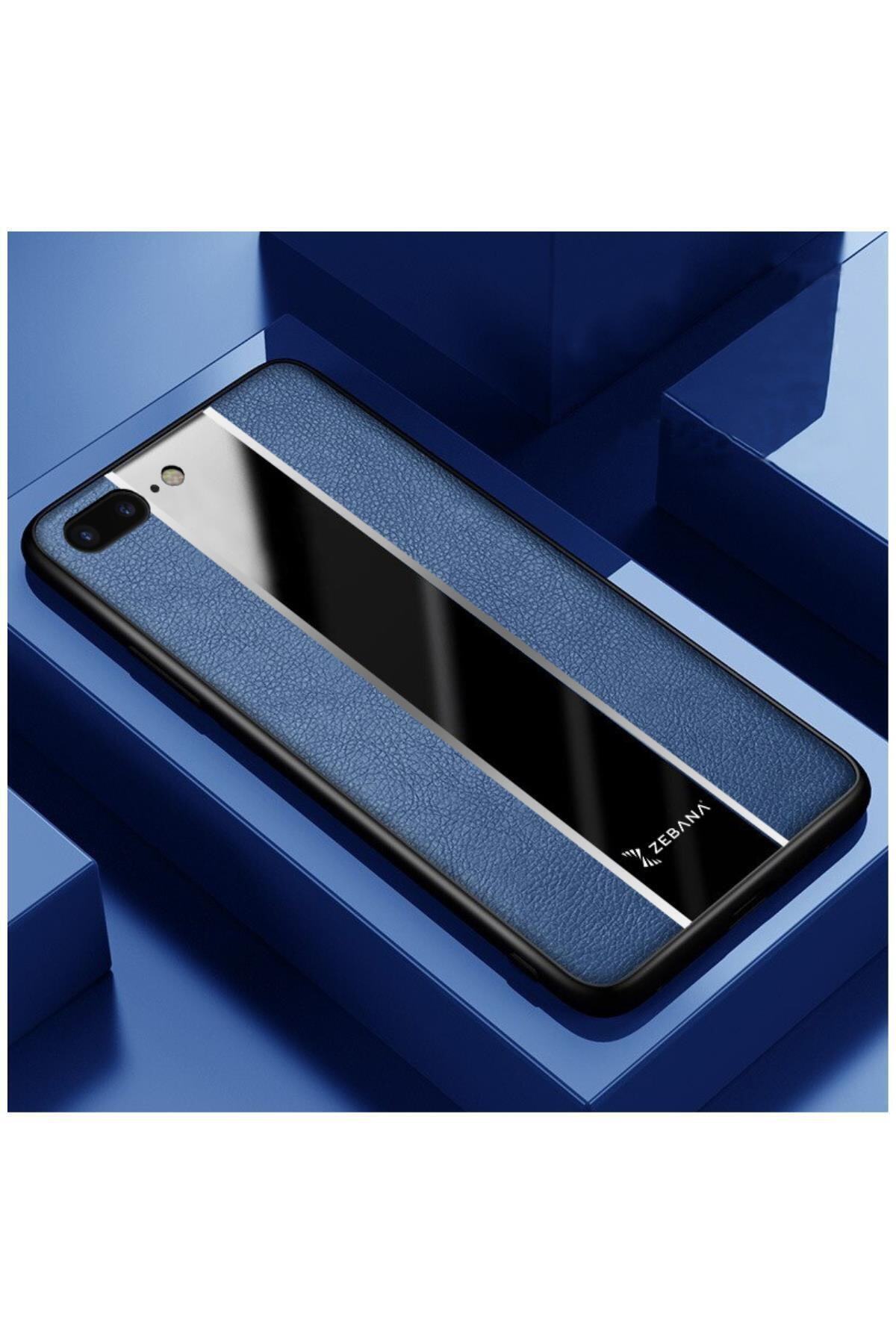 Dara Aksesuar Iphone 8 Plus Uyumlu Mavi Deri Telefon Kılıfı
