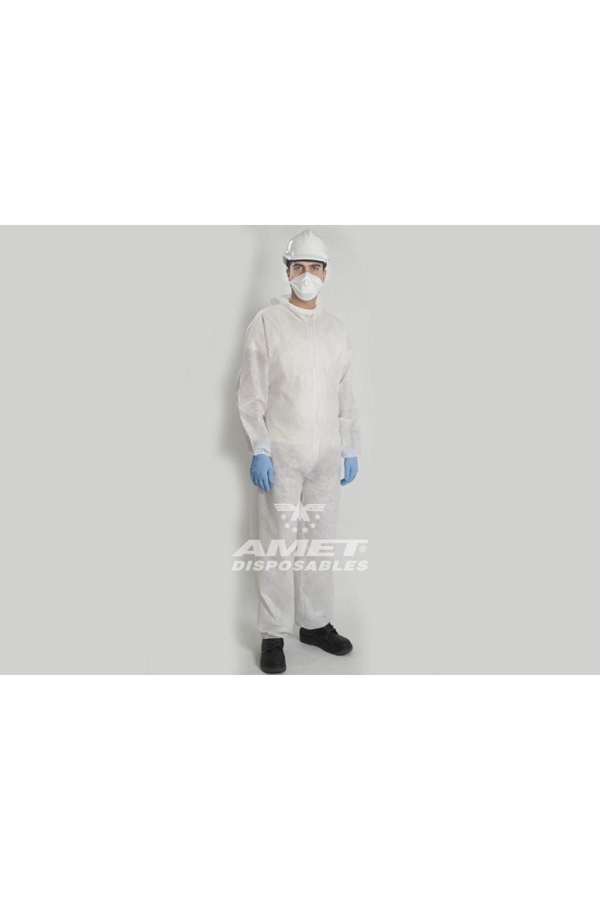 AMET SAĞLIK ÜRÜNLERİ Nonwoven Kapüşonlu Tulum Standart Beden  75'li Paket