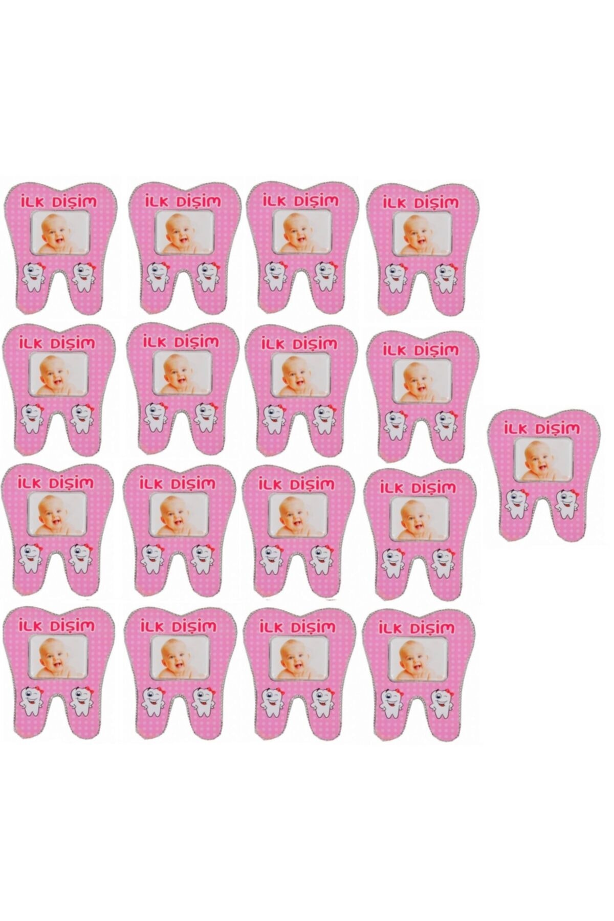 Happyland Pembe Ilk Dişim Foto Magnet Diş Şeklinde Mıknatıslı Ve Ayakta Durabilir Özellikte 8x10 Cm 17 Adet