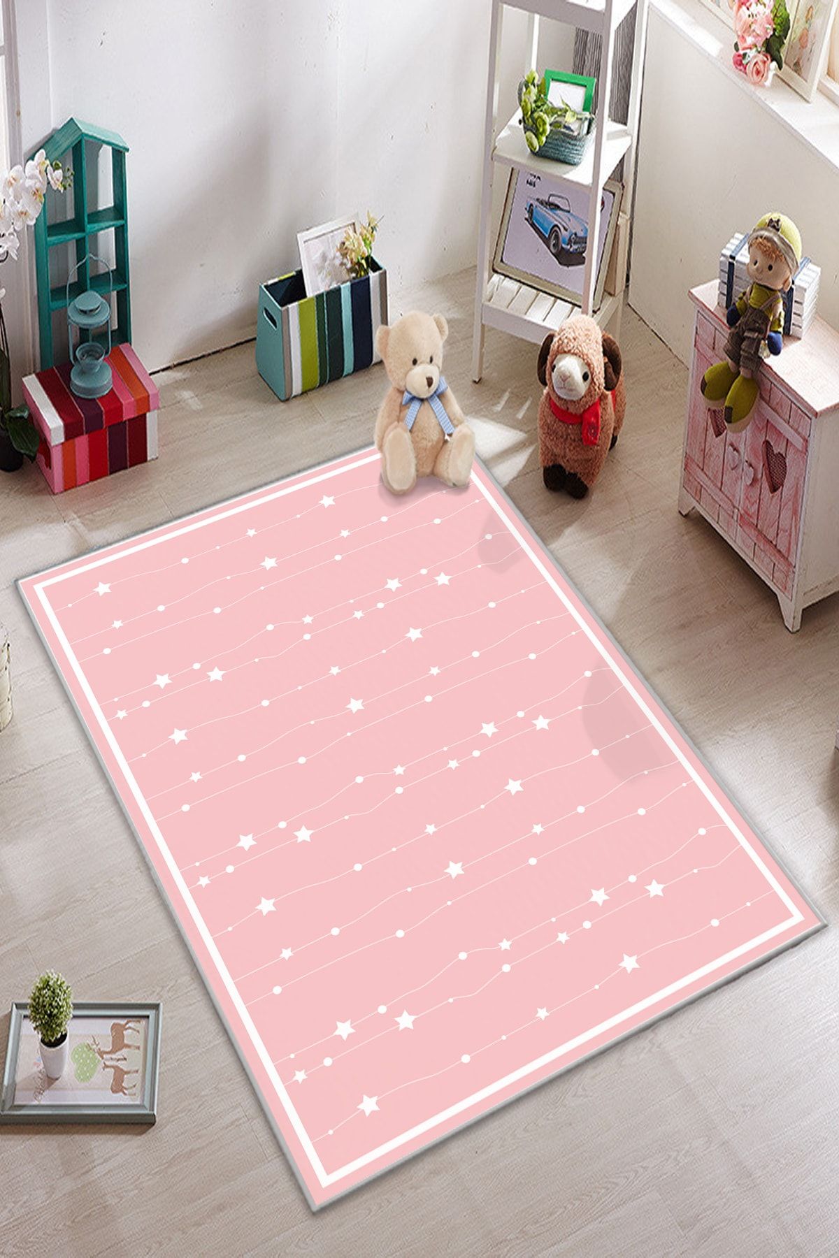 KARNAVAL HOME Pembe Yıldızlı Çocuk Odası Halısı