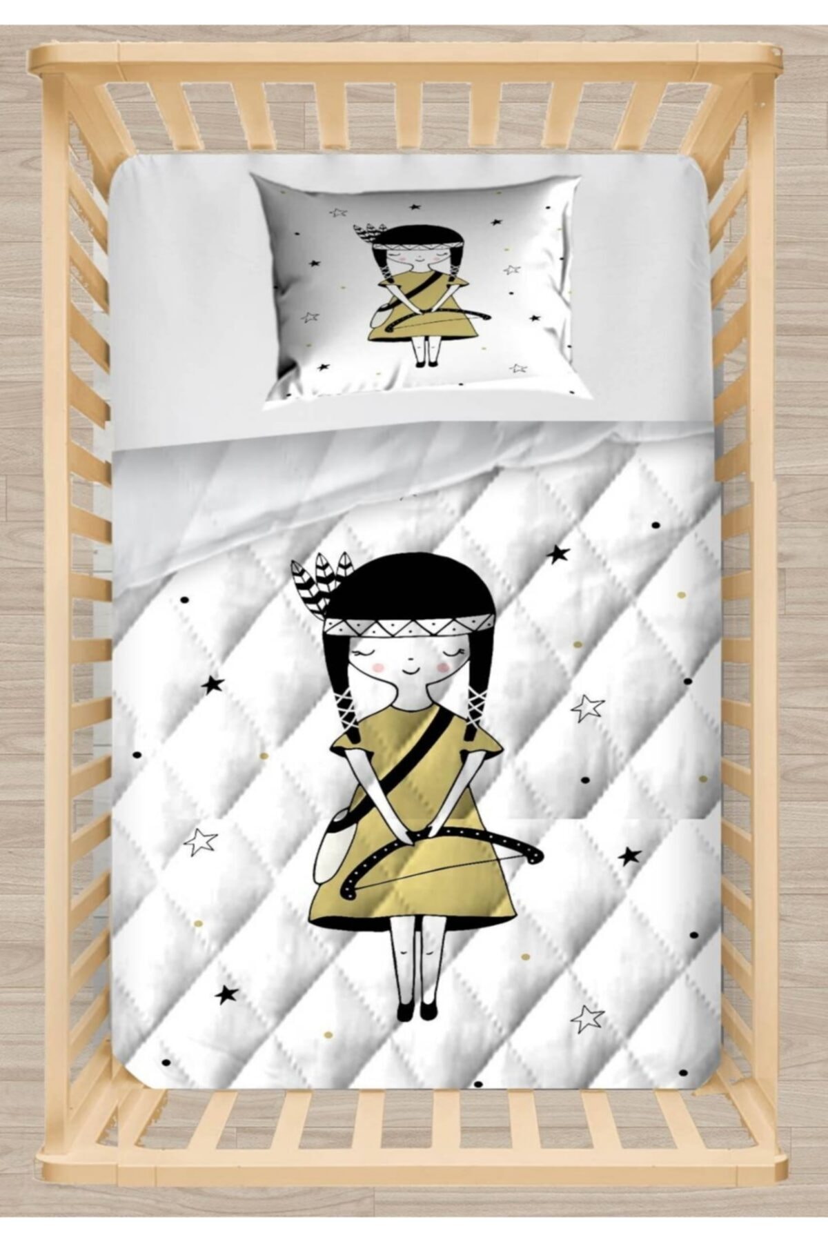 Else Halı Else Else Bohem Prenses Kız Kapitoneli 3d Desenli Bebek Yorgan Uyku Seti