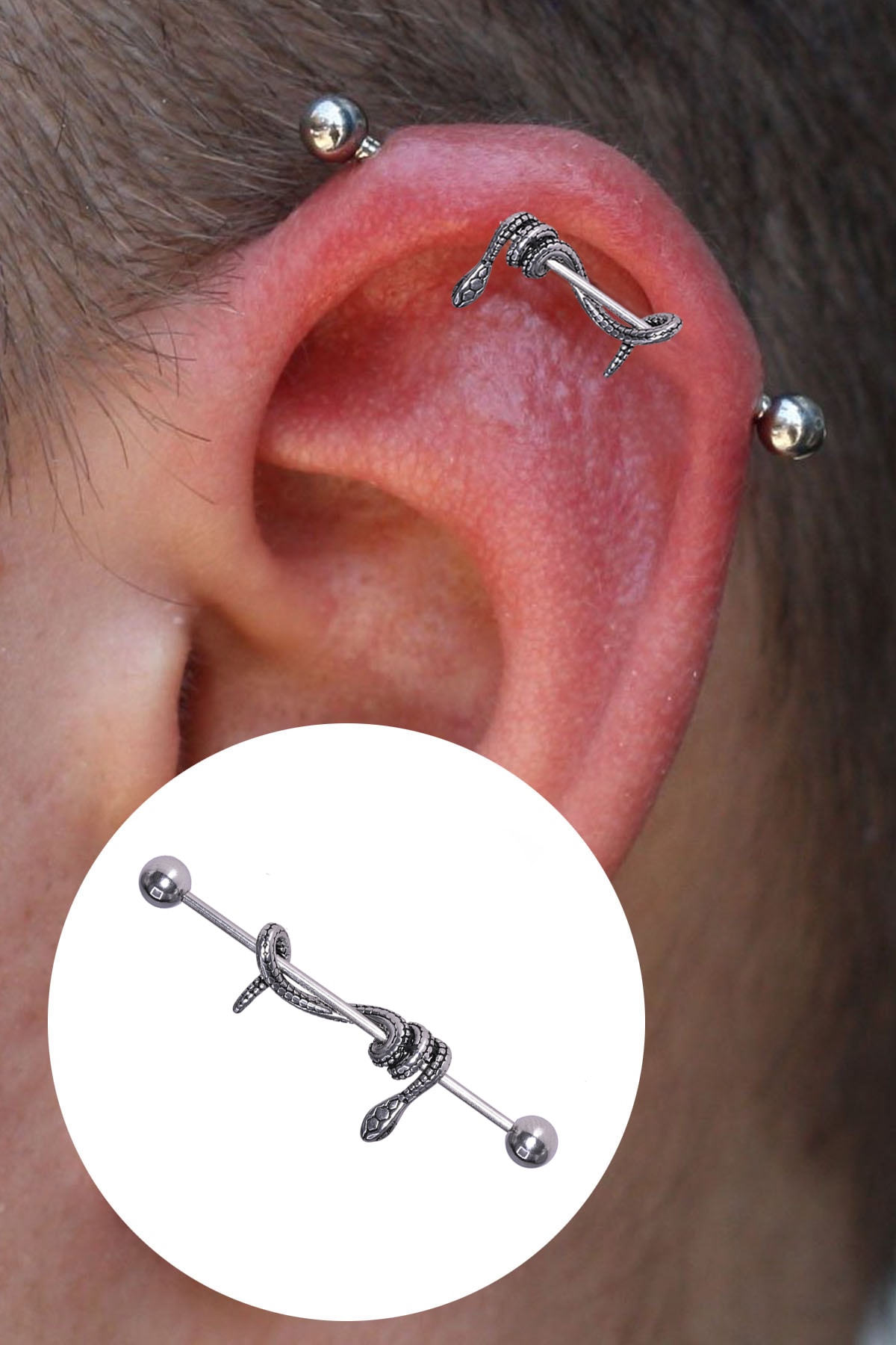 Salyangoz Company Titanyum Industrial Yılan Model Köprü Piercing Tayln0605