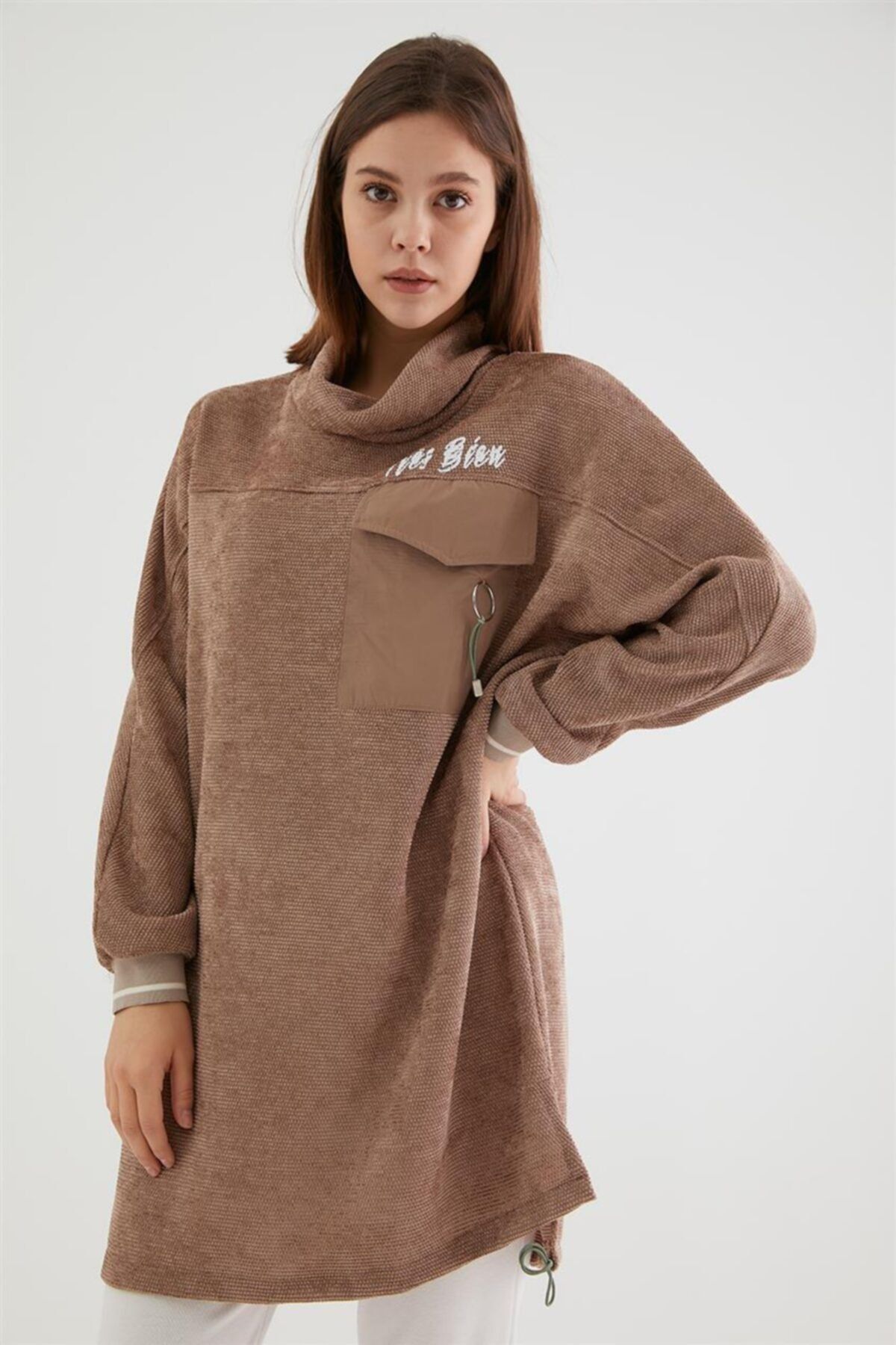 SOUL BY LOREEN FASHİON Vizon Cepli Balıkçı Yaka Tunik