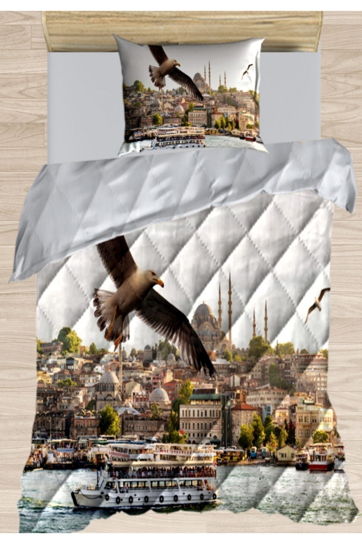 Osso Halı Osso Istanbul Boğazı Deniz Manzara 3d Desenli Tek Kişilik Mikrofiber Yorgan Uyku Seti