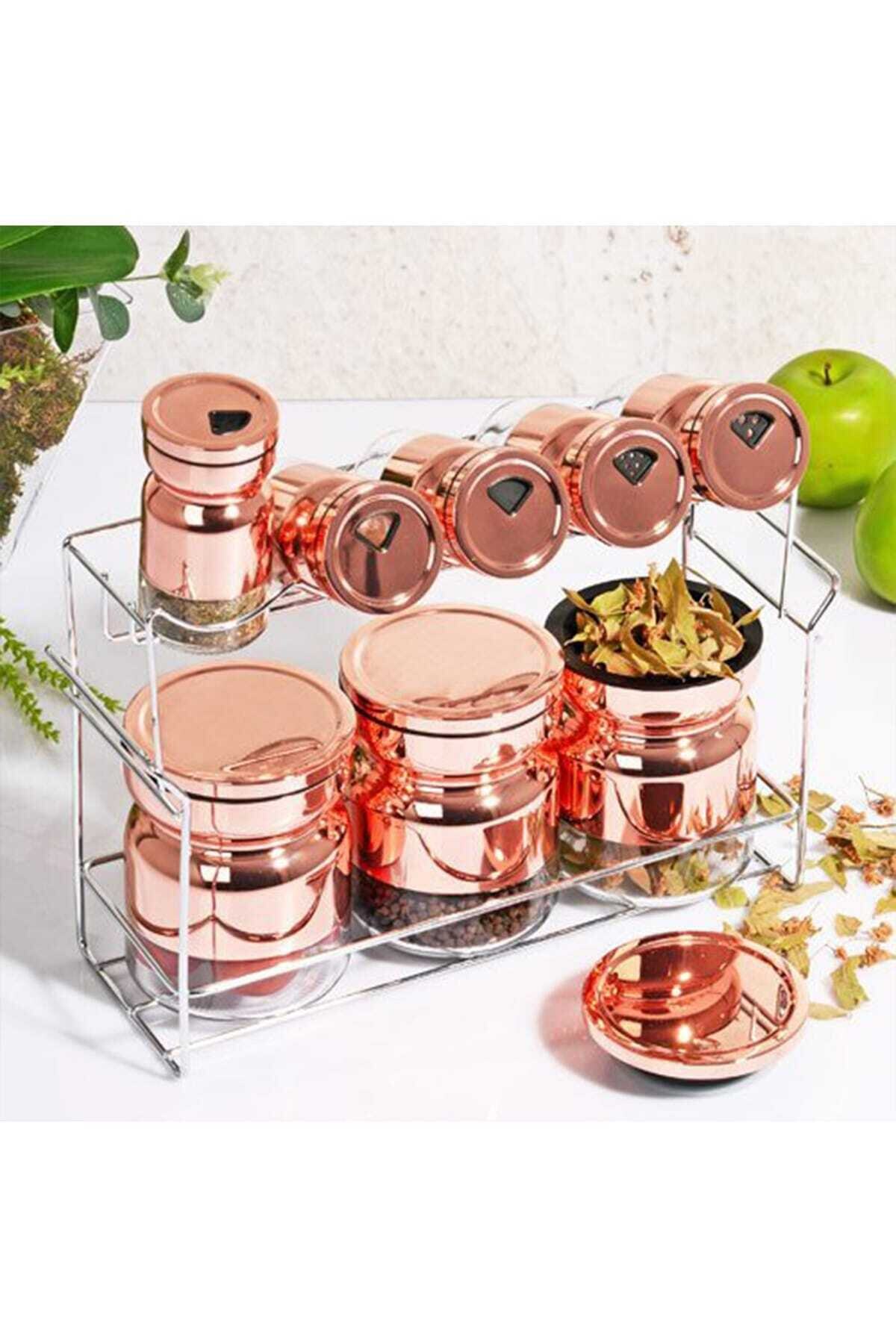 ZÜCCACİYE AL Dk-140 8 Parça Baharat Takımı Parlak Bakır