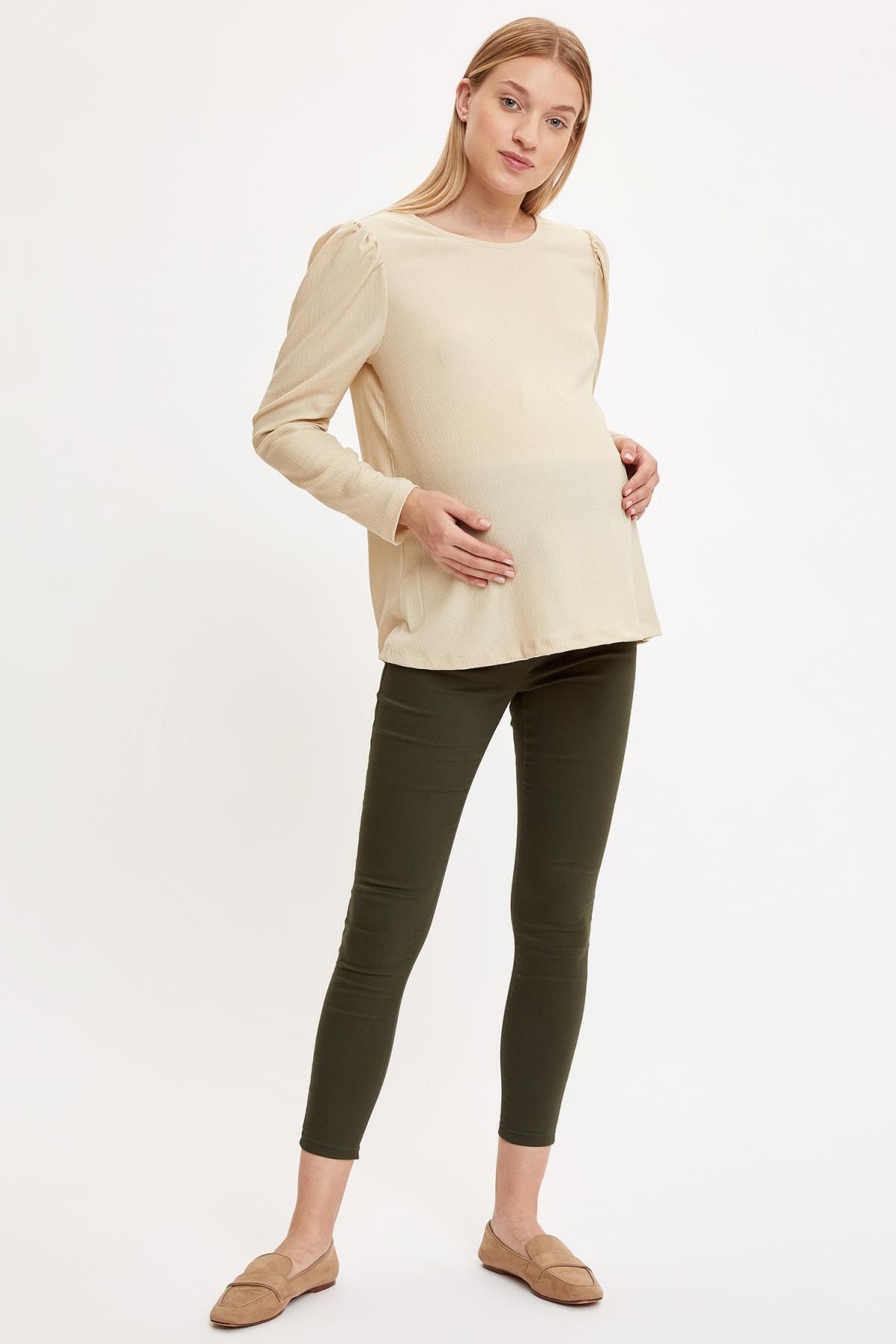 DeFacto Kadın Haki Basic Slim Fit Hamile Pantolonu T1253AZ20AU
