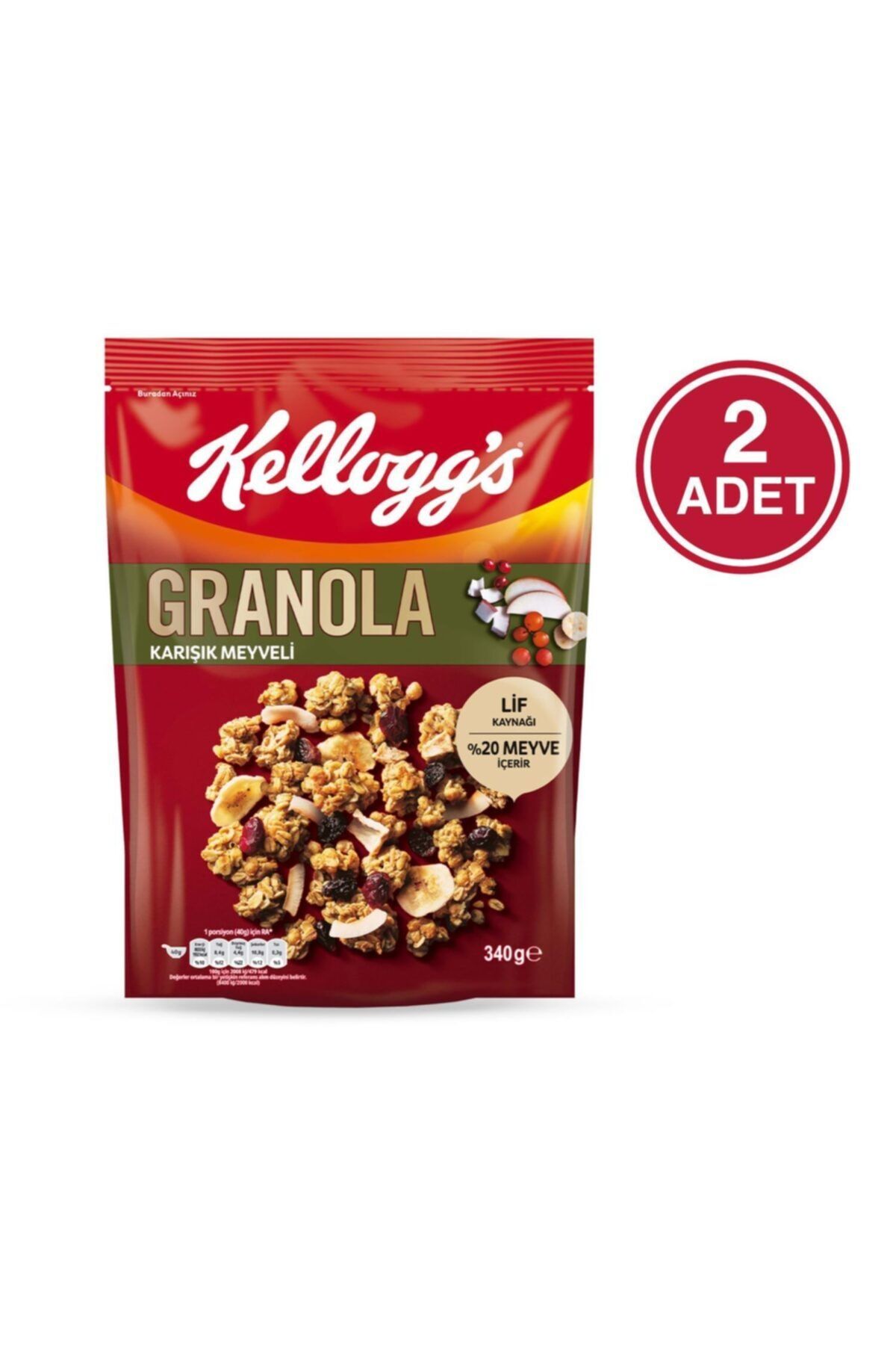 Kellogg's Granola Meyveli 340 Gr 2 Adet