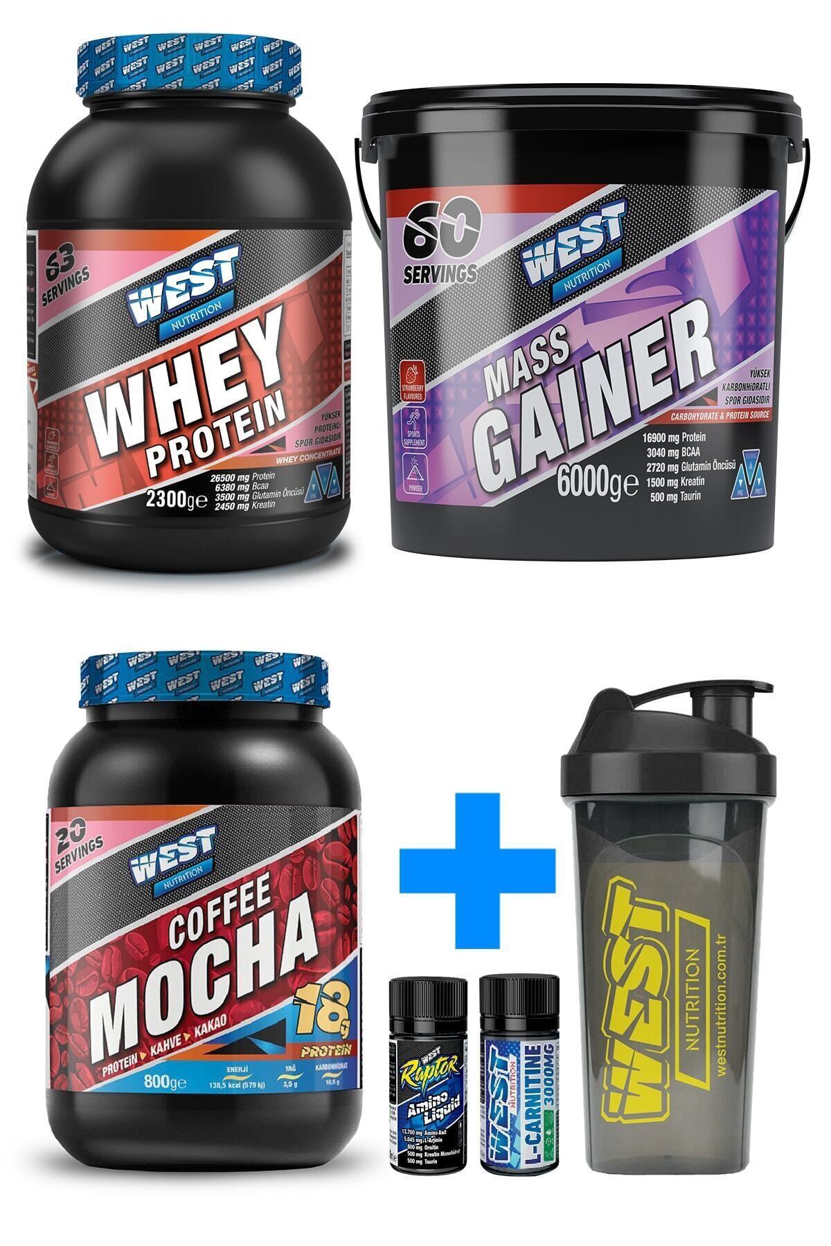 West Nutrition 6000 Mass Gainer 2300 Whey Protein Proteinli Kahve Paketi Çilek