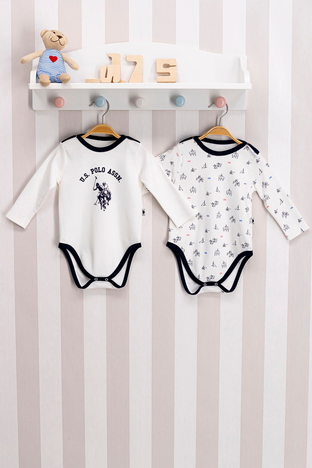 U.S. Polo Assn. Kids U.s. Polo Assn Lisanslı Bebek Uzun Kol Body Zıbın 2'li Takım Usb145
