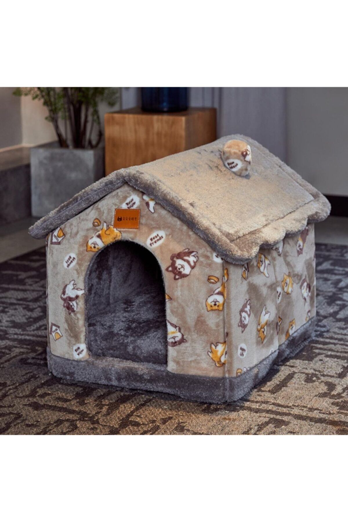 inegoldeneve Çıkarılabilir Kedi Yatak Evi, Kedi Kulübesi Köpek Evi - Ithal - %100 Polar
