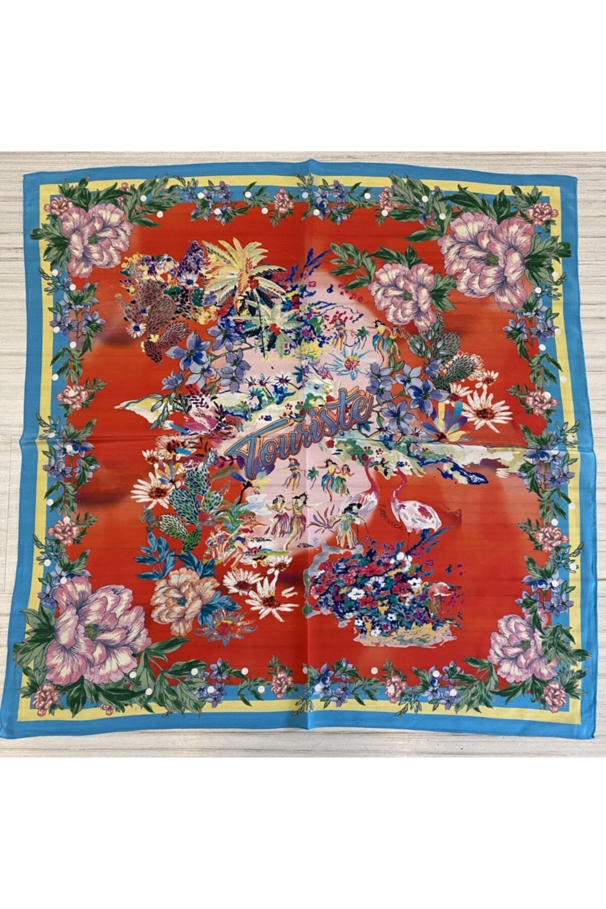 Celbiş Eşarp Floral Desenli Saf Ipek Boyun Fuları