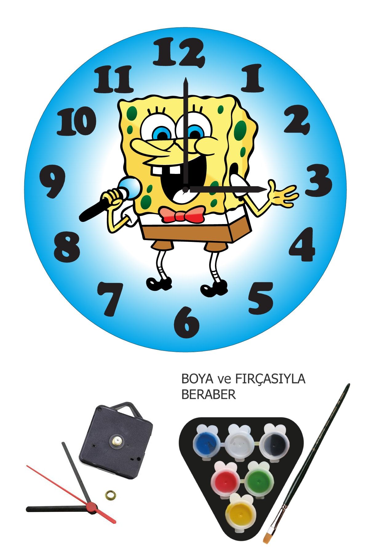 OYUNOYUNCAK Sünger Bob Ahşap Saat Boyama