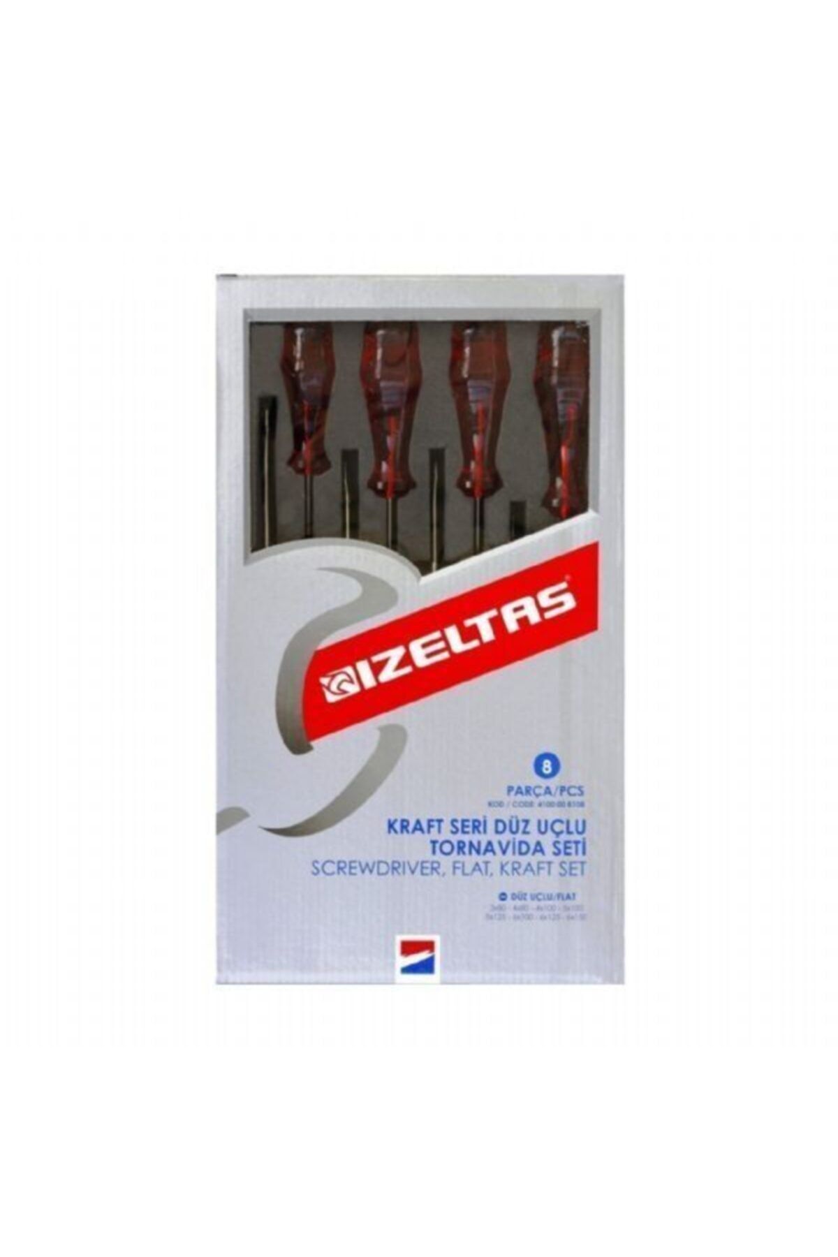 İzeltaş Kraft Seri Düz Uçlu Tornavida Seti 8 Parça