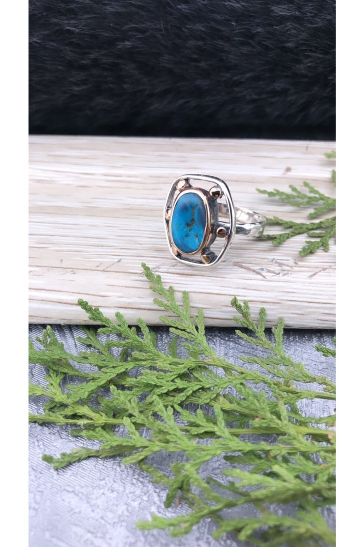 Joel Jewelry El Yapımı Turkuaz Taşlı Özel Tasarım Gümüş Yüzük