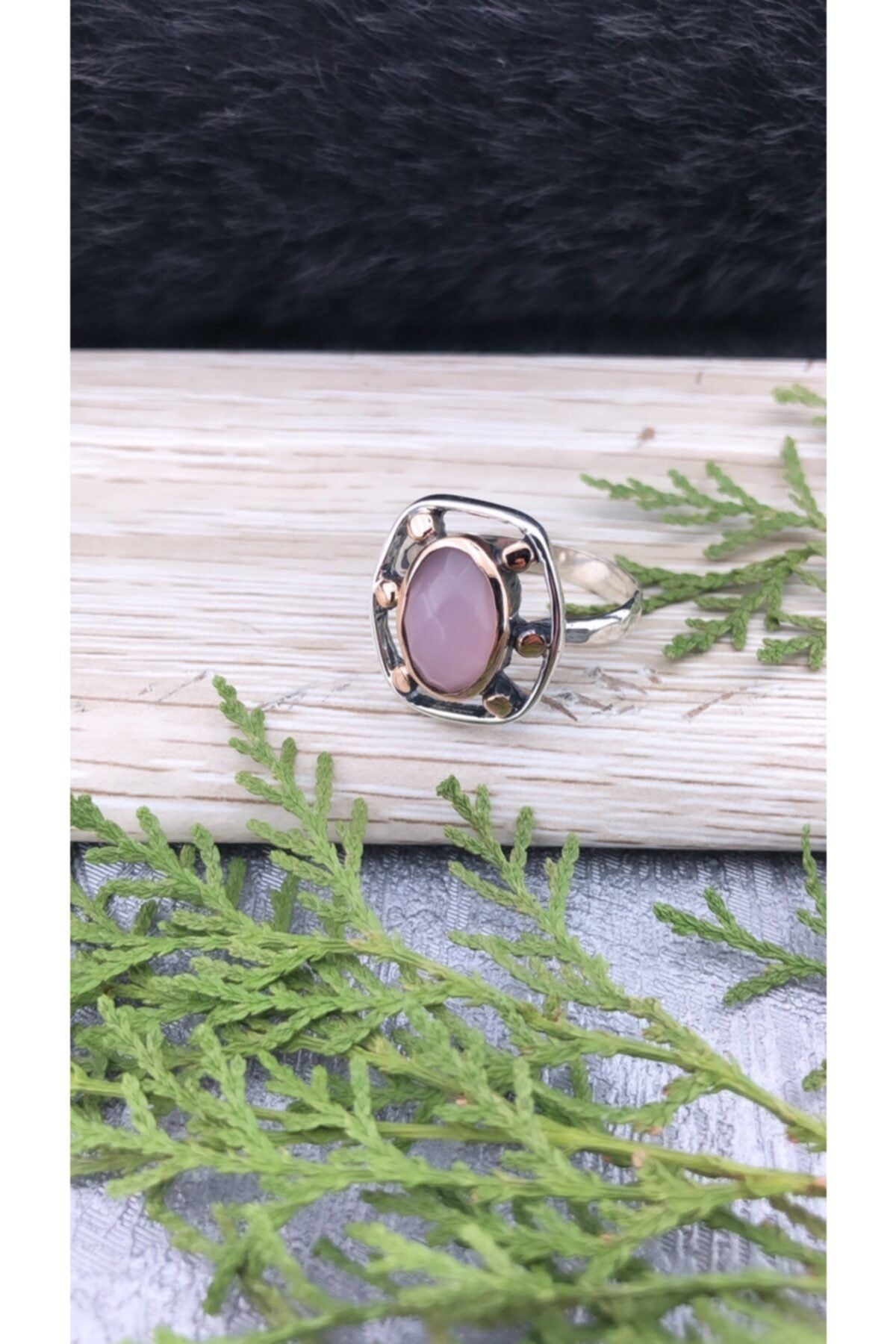 Joel Jewelry El Yapımı Pembe Kuvars Taşlı Özel Tasarım Gümüş Yüzük