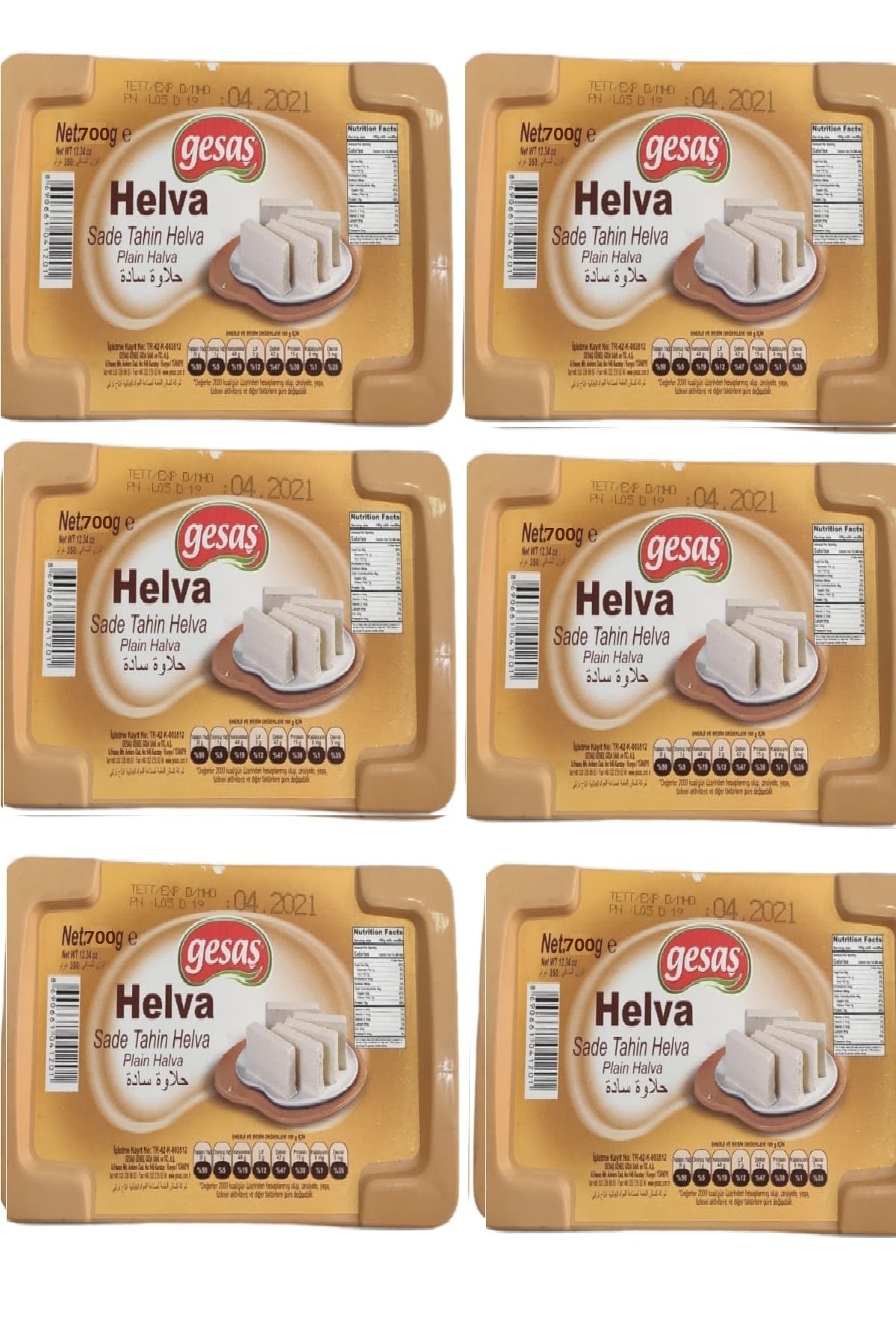Gesaş Helva Sade 700 Gr X 6 Adet
