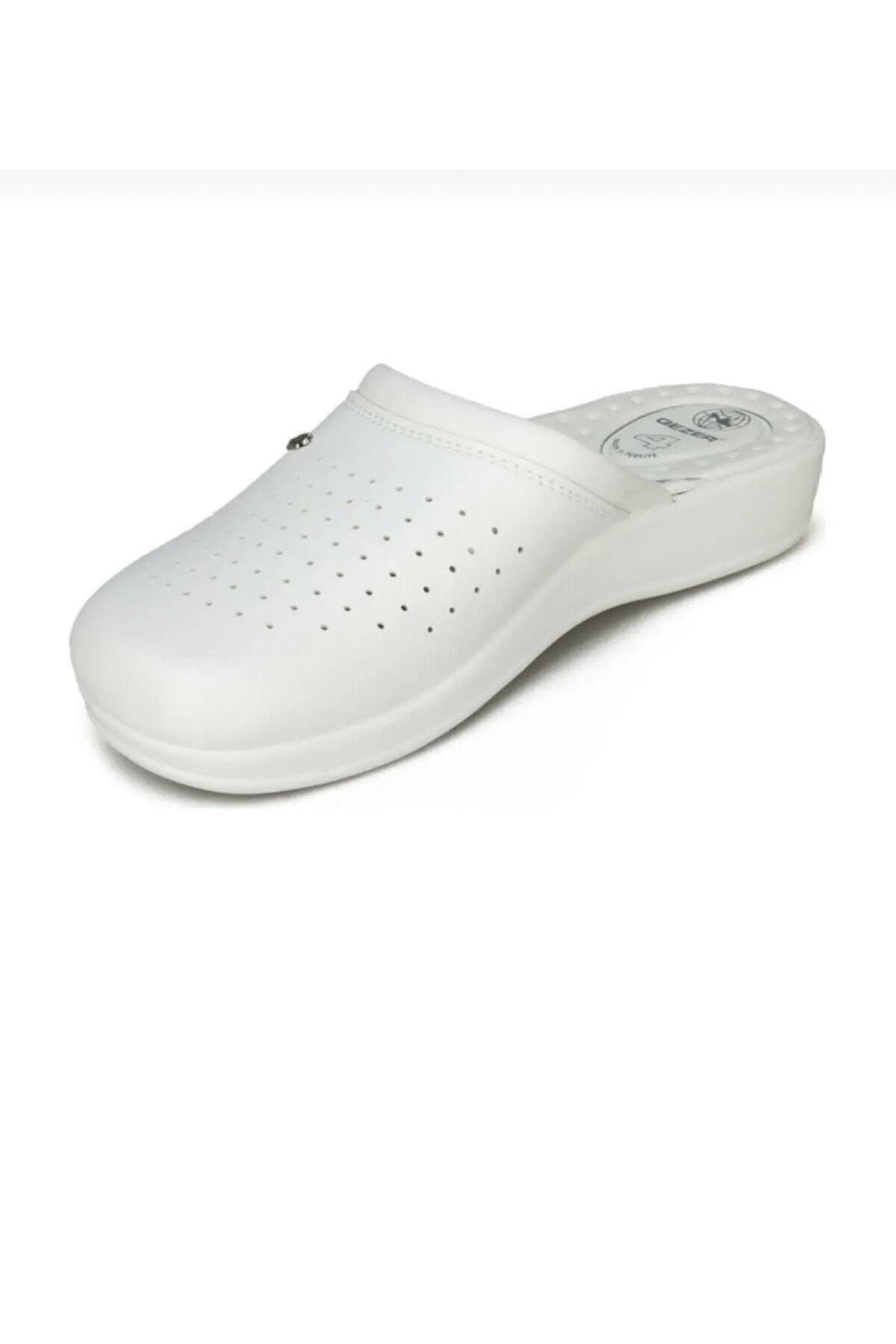 GEZER Erkek Beyaz Ortopedik Taban Sabo Terlik