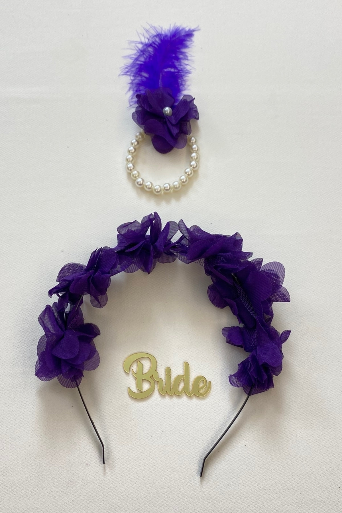 دستبند بنفش ساقدوش و تاج ساقدوش عروس (فلزی)، شب حنا، مهمانی مجردی، عروس خانم