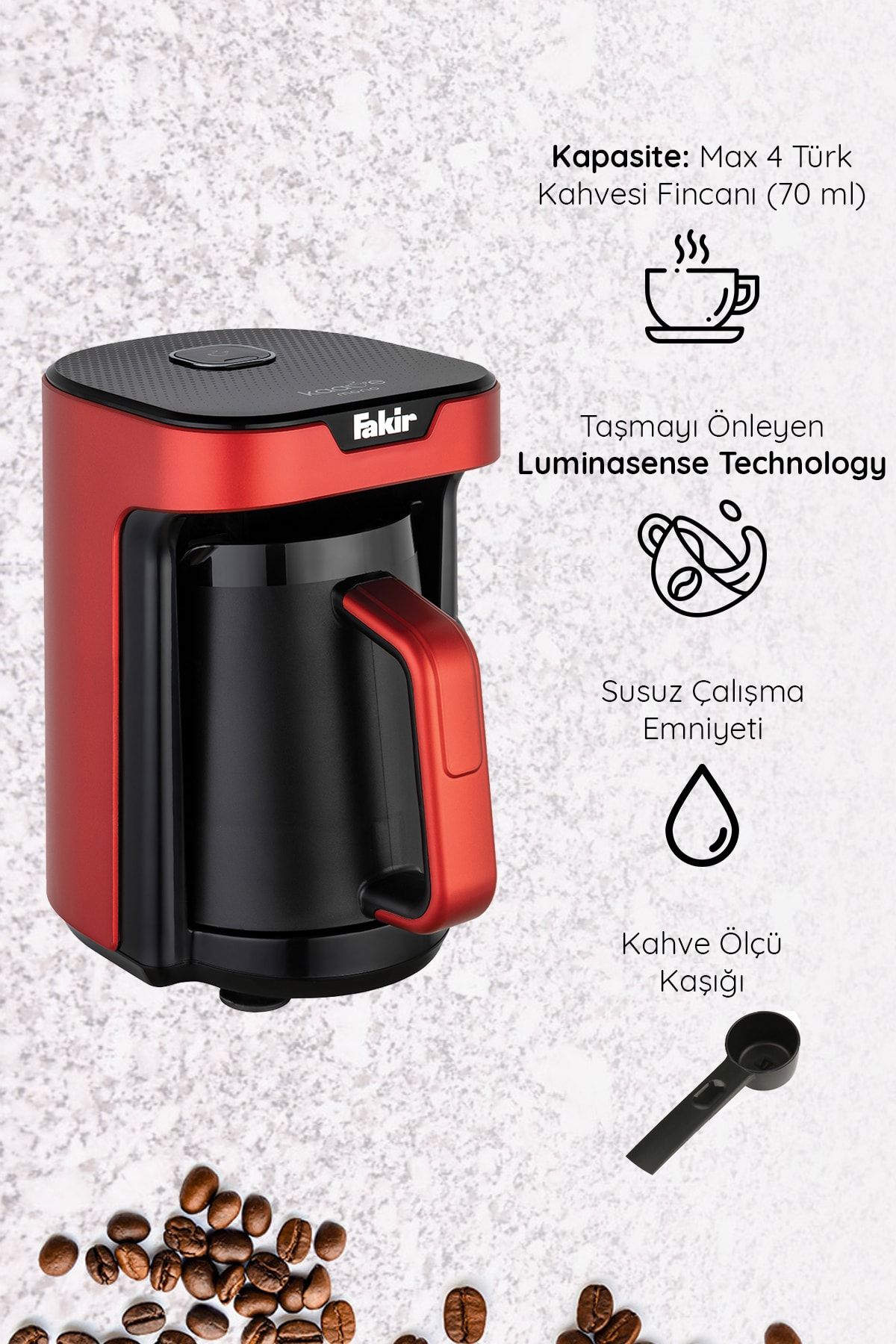 Fakir Kaave Mono Otomatik Türk Kahve Makinesi Rouge