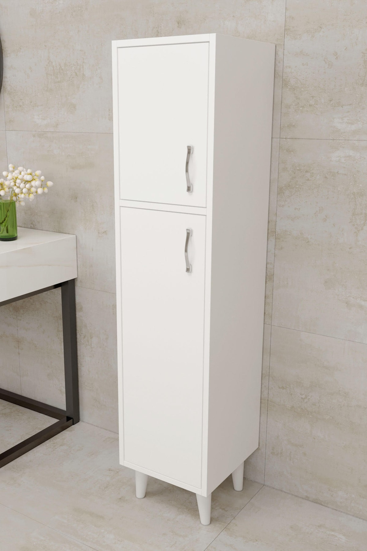 Platinreyon 2 Kapaklı 5 Raflı Çok Amaçlı Banyo Dolabı E1