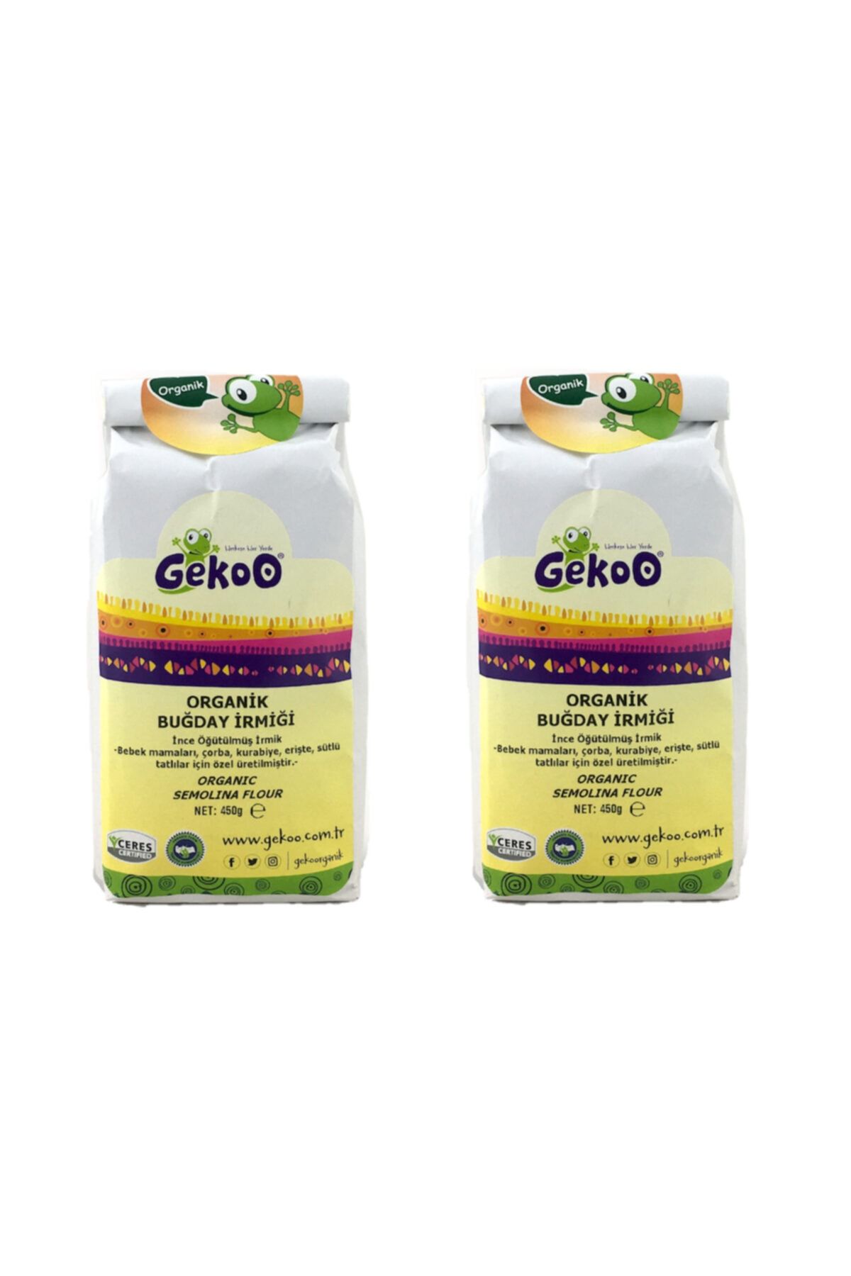 Gekoo Organik Irmik 450g - 2 Adet