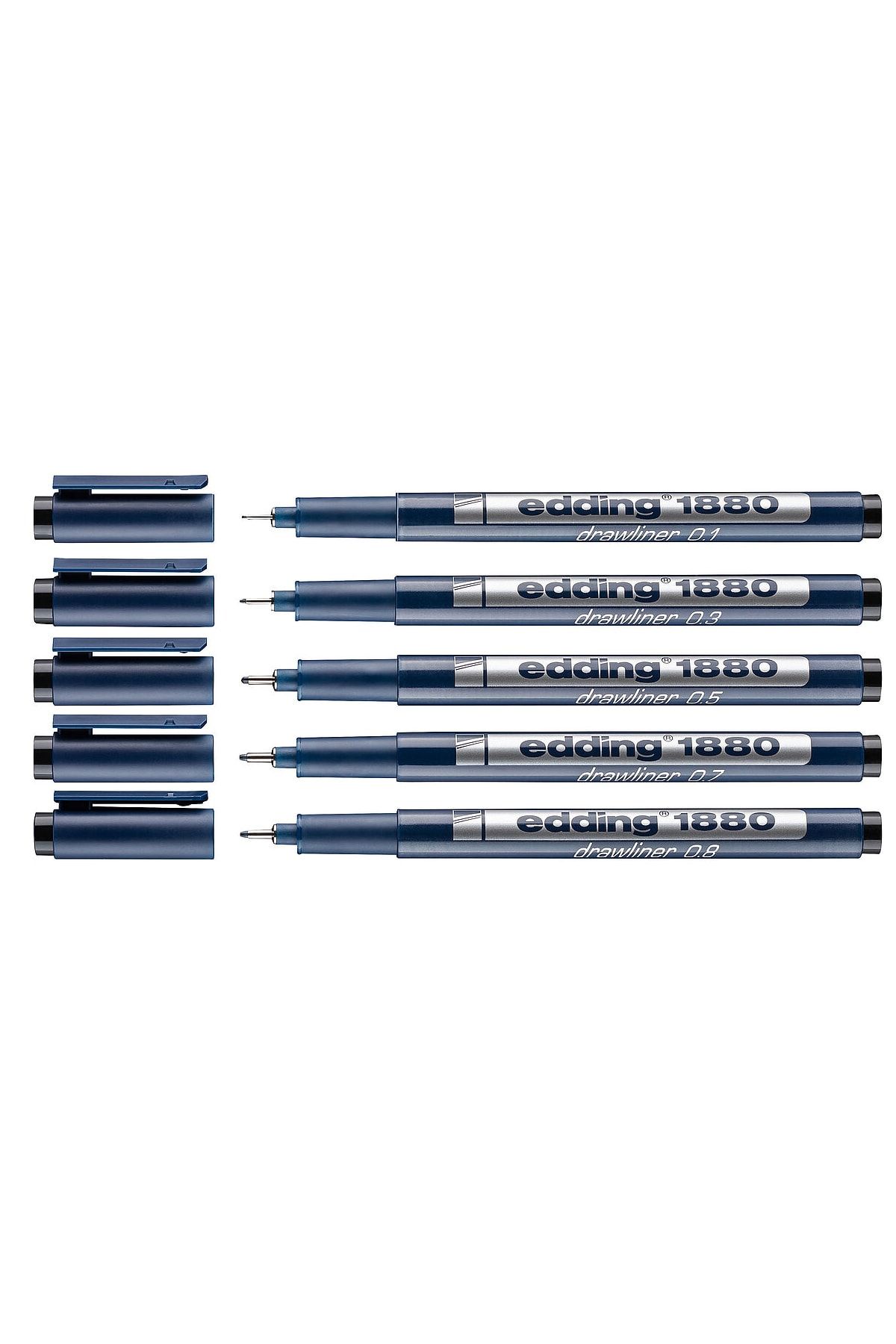 Edding 1880 Teknik Çizim Kalemi Siyah 5'li Set