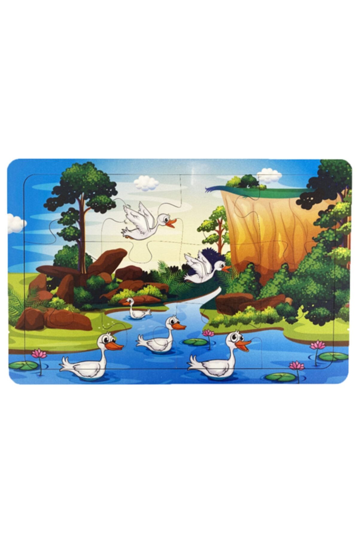 Mofy Baby Doğal Ahşap 12 Parça Puzzle Yapboz Eğitici Oyuncak Ördekler