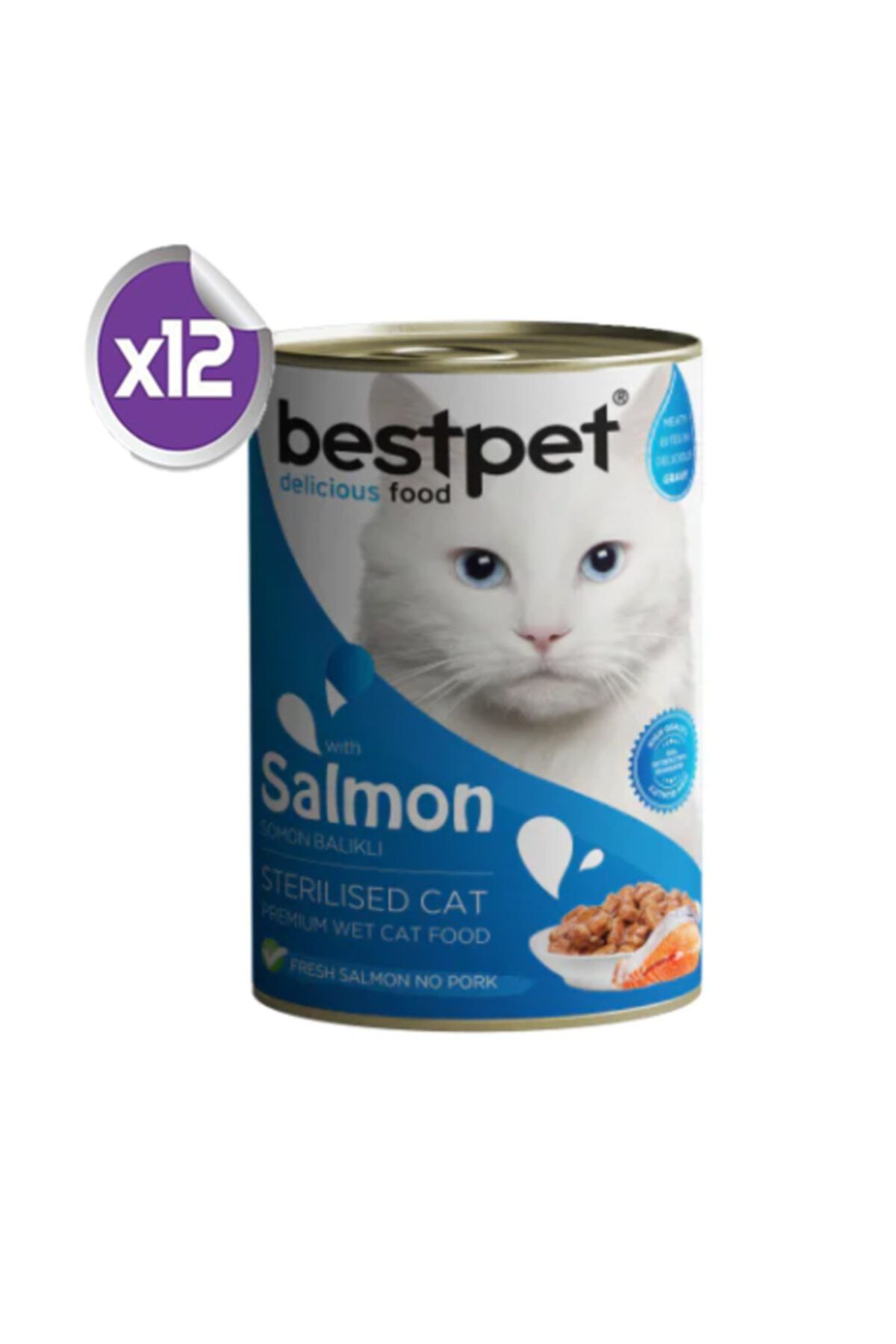 Bestpet Somonlu Kısırlaştırılmış Konserve Yetişkin Kedi Maması 12 x 400 gr