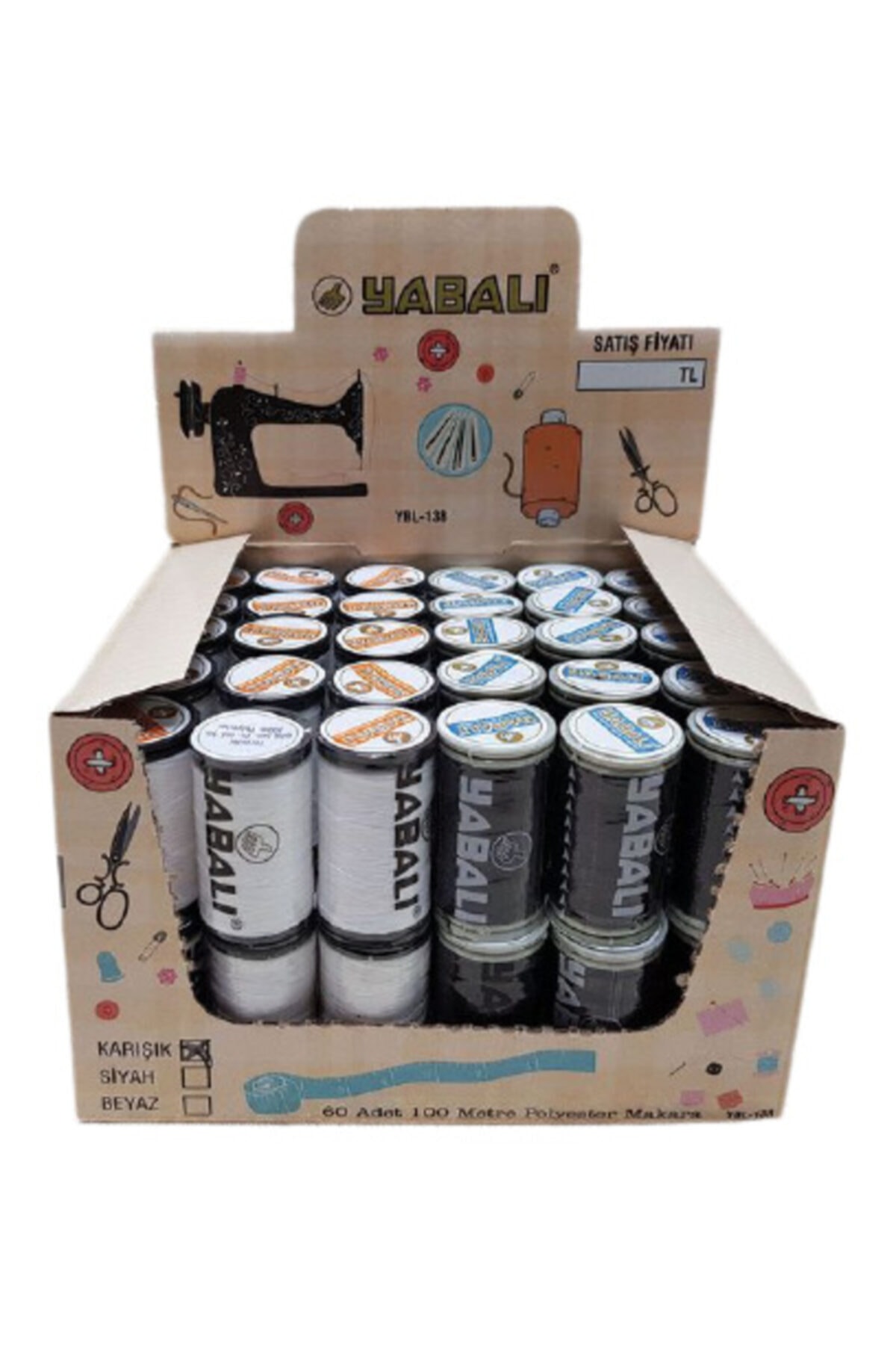 Yabalı 100 Mt Dikiş Ipliği 60 Adet Ekonomik