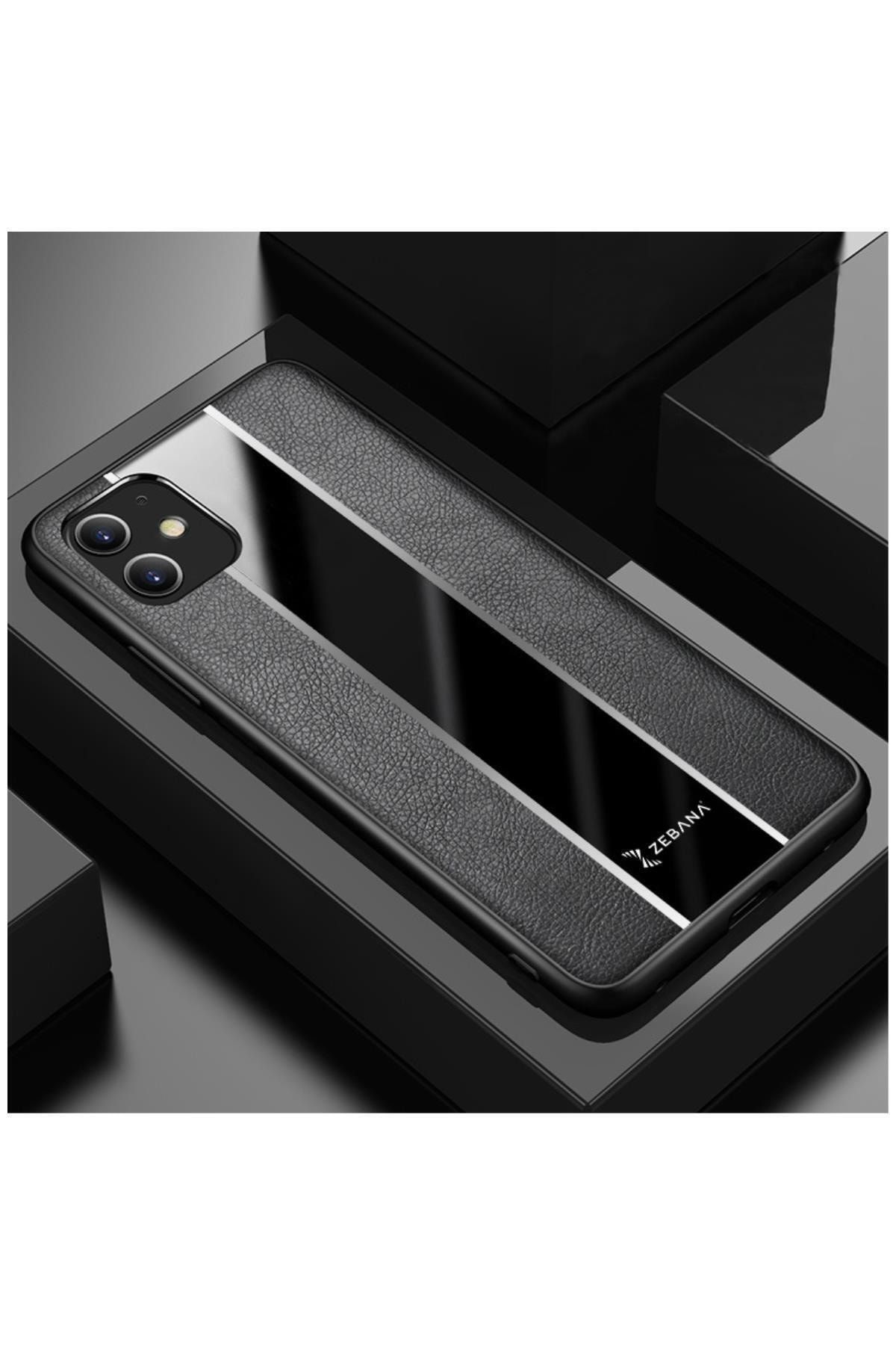 Dara Aksesuar Iphone 12 Mini Uyumlu Kılıf Zebana Premium Deri Kılıf Siyah