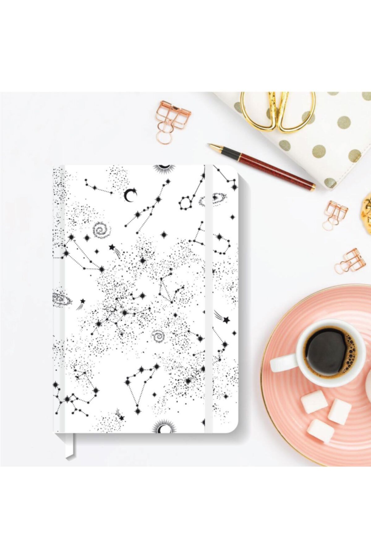 AKILLICA Notebook Lastikli Çizgili Sert Kapak Defter 13x21 Cm Hardcover Notebook White
