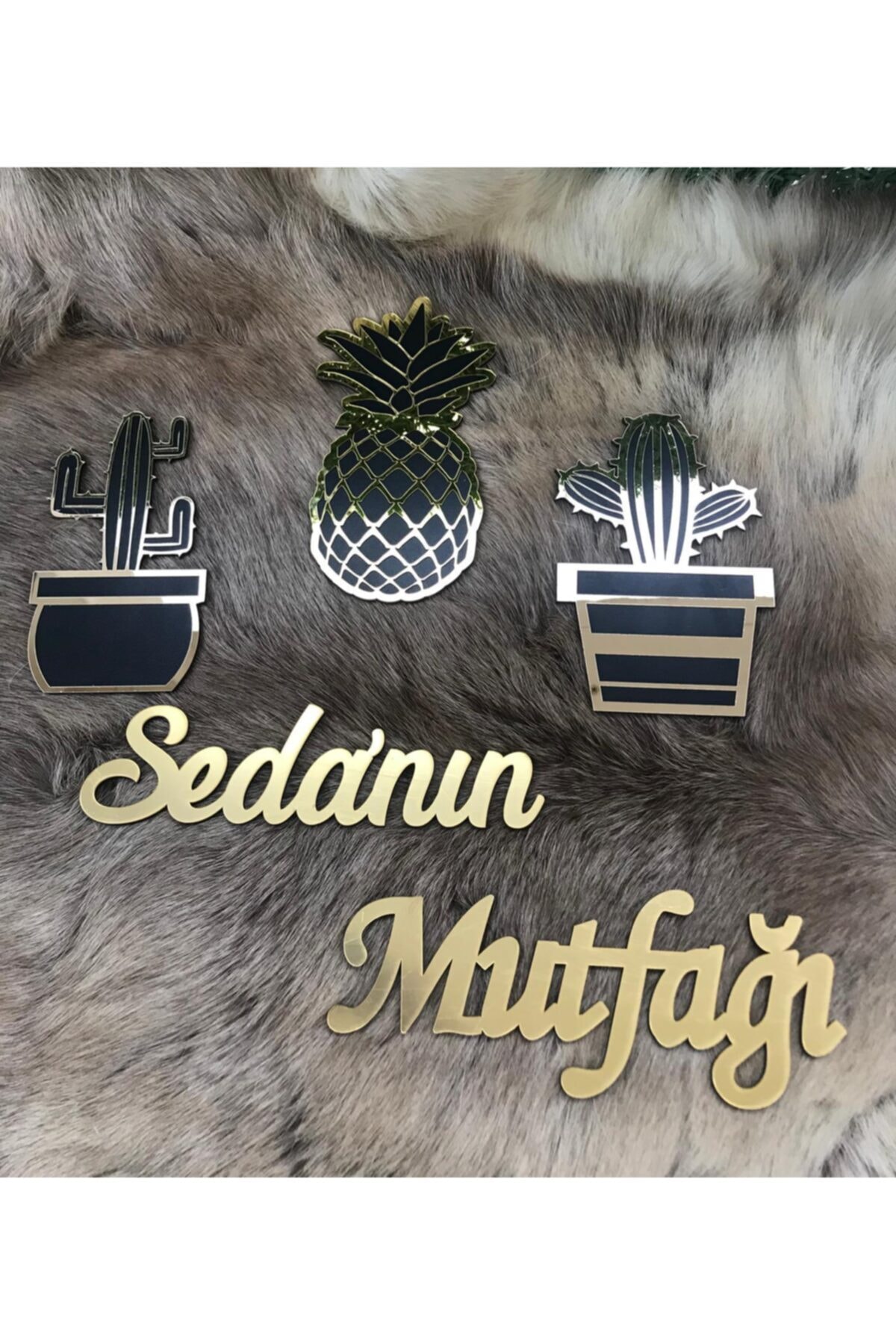 event tasarım atölyesi Kaktüs Ve Ananas Temalı Pleksi Mutfak Süsü