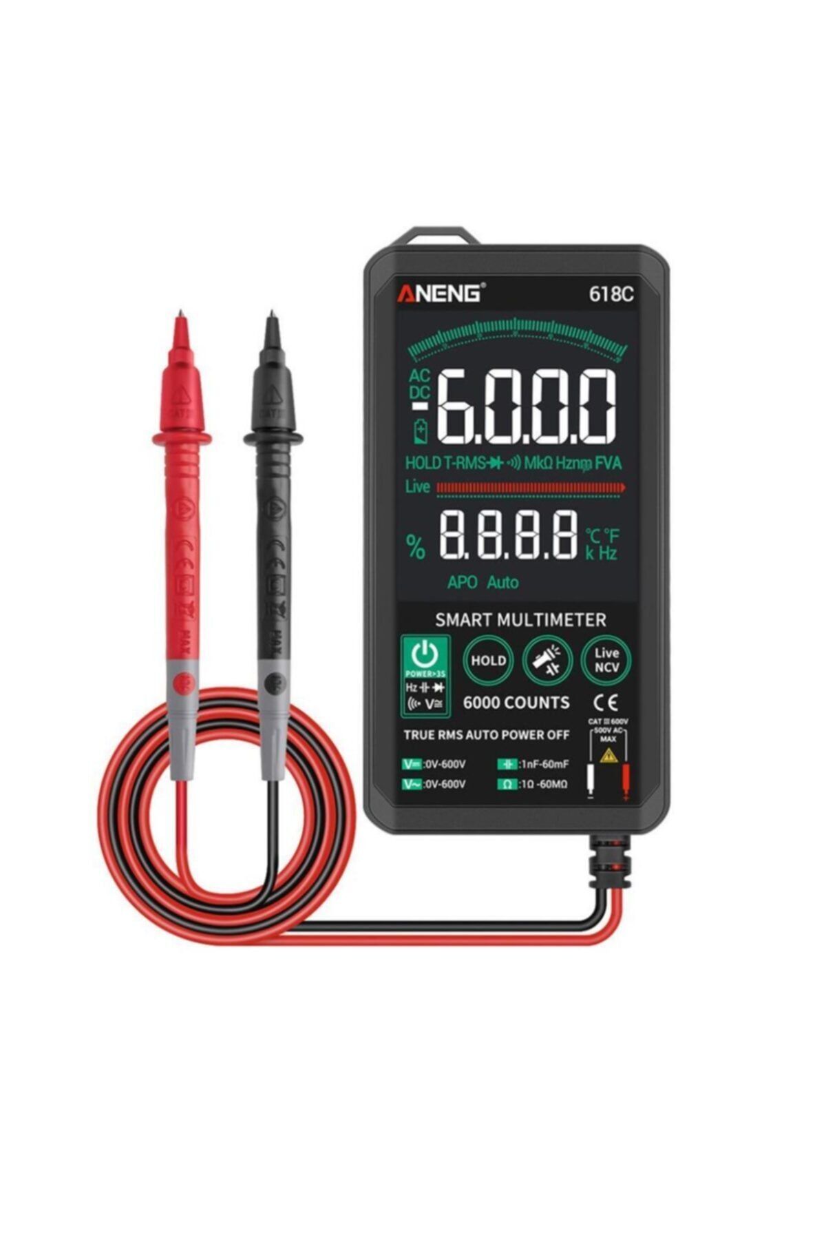 Alfa Aneng 618c Dijital Multimetre Profesyonel Dc Analog Bar True Rms Ac Dc Dokunmatik