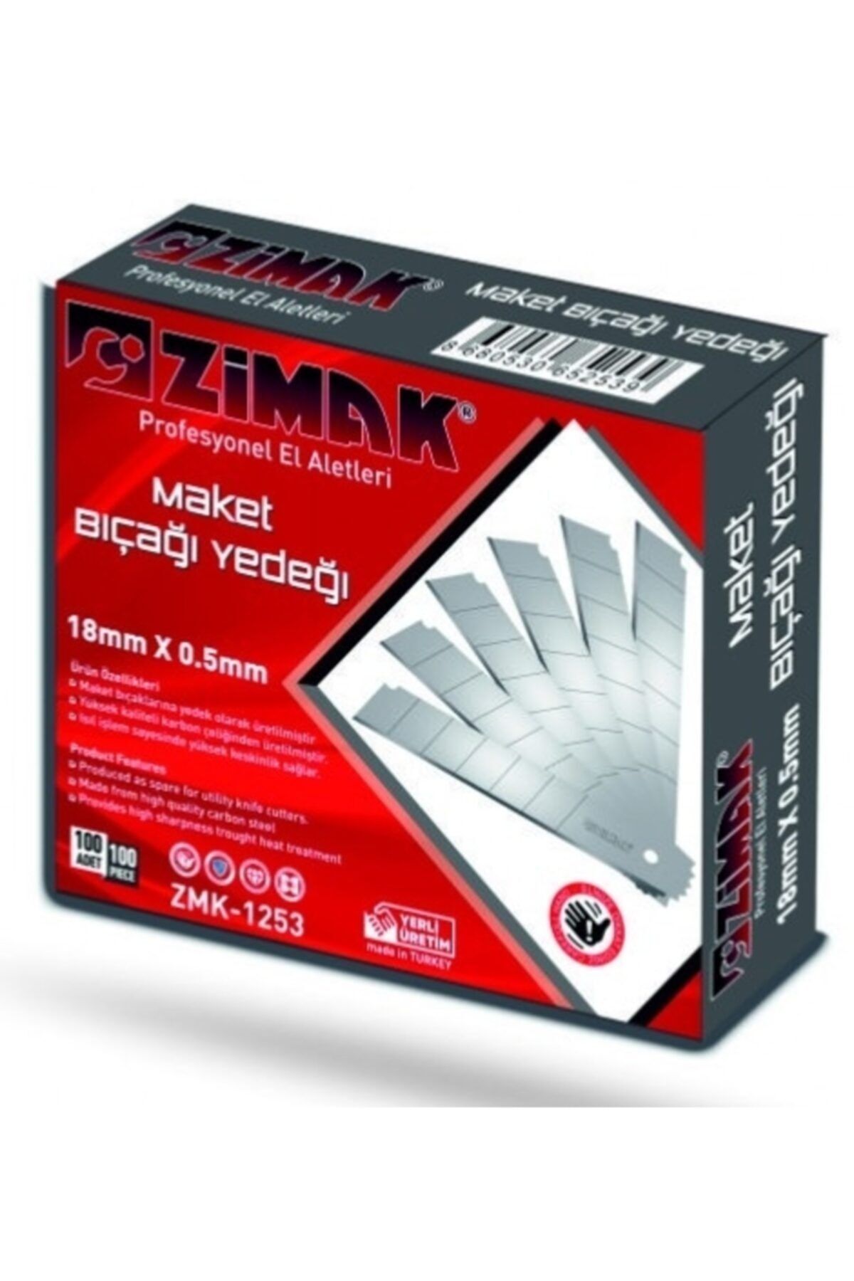 zimak Geniş Maket Bıçağı Yedeği 100 Adet Zmk-1253