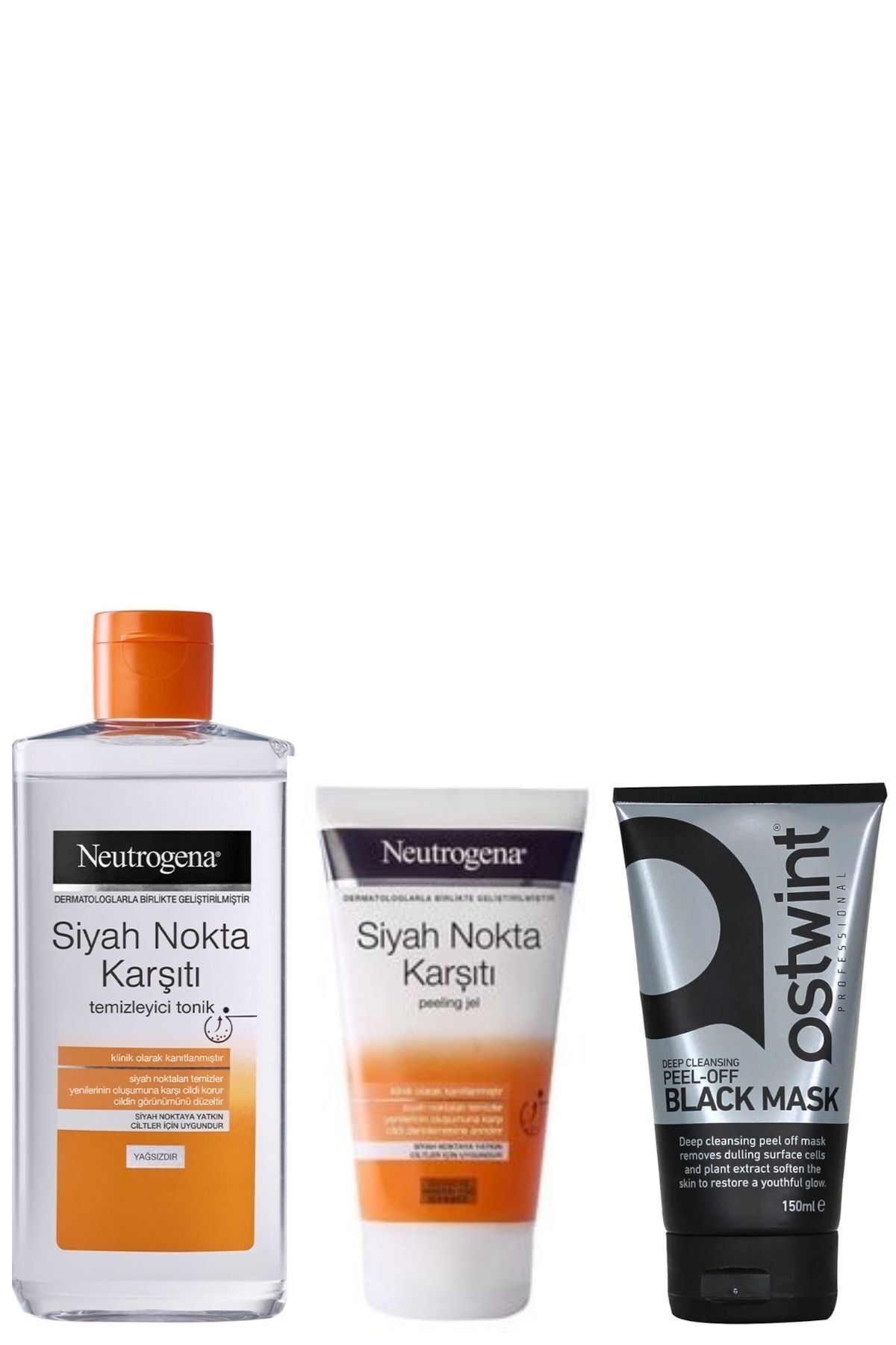 neutrogena siyah nokta tem tonik 200ml siyah nokta karsiti peeling jel 150ml ostwint siyah maske 150ml fiyati yorumlari trendyol