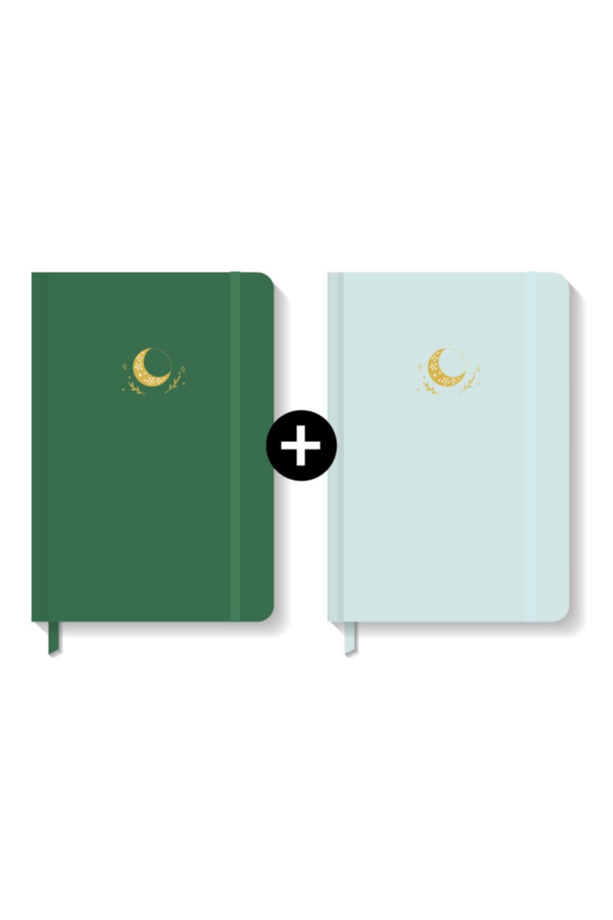 AKILLICA Notebook Lastikli Sert Kapak Noktalı Defter Seti 13x21 Cm Hardcover Notebook Green+turquoise Color