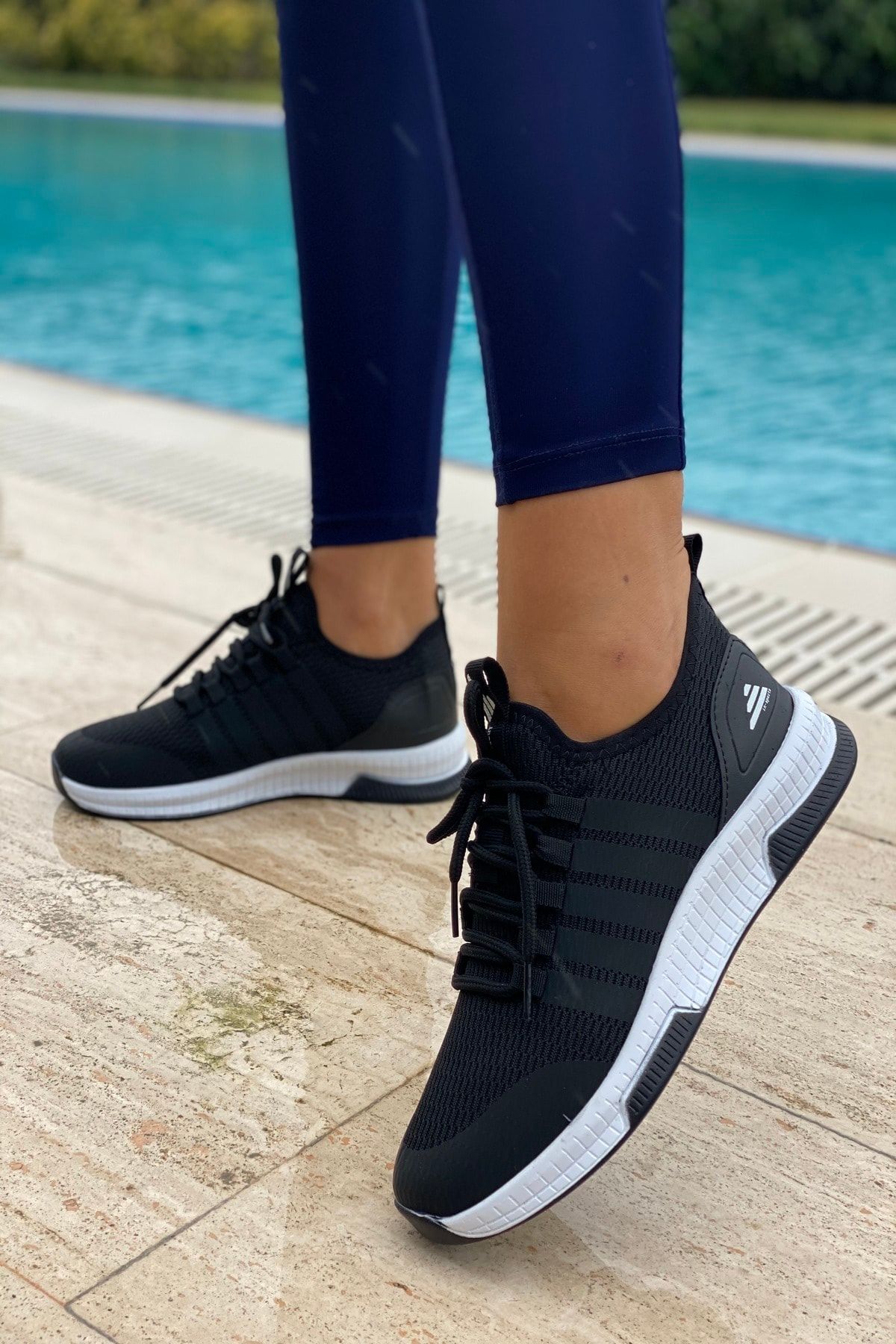 İnan Ayakkabı UNİSEX SİYAH TRİKO SNEAKER SPOR AYAKKABI 21İ5120