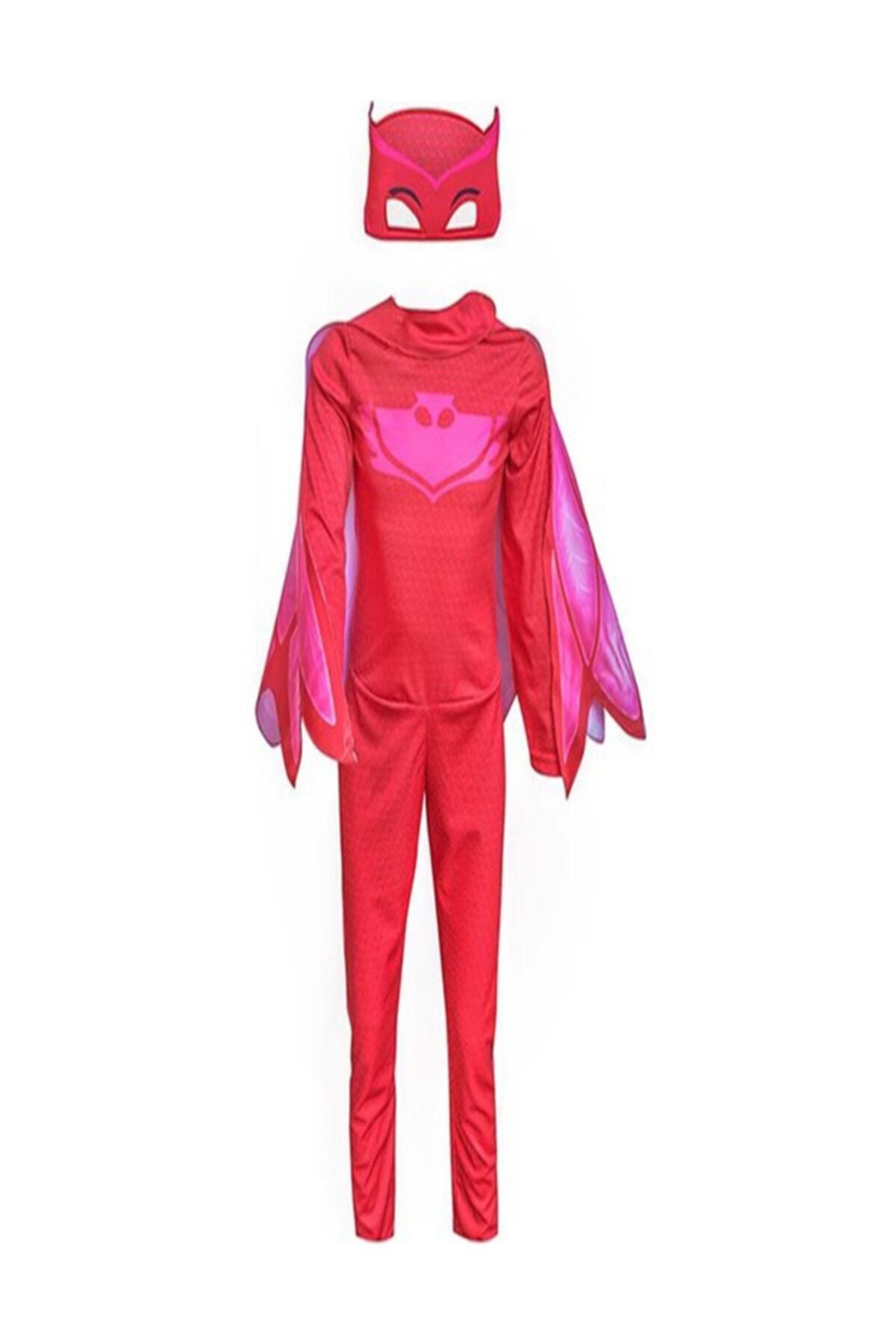 ModaTime Kız Çocuk Pembe Modanimo Pijamaskeliler Baykuş Kız Süper Kahraman Kostümü