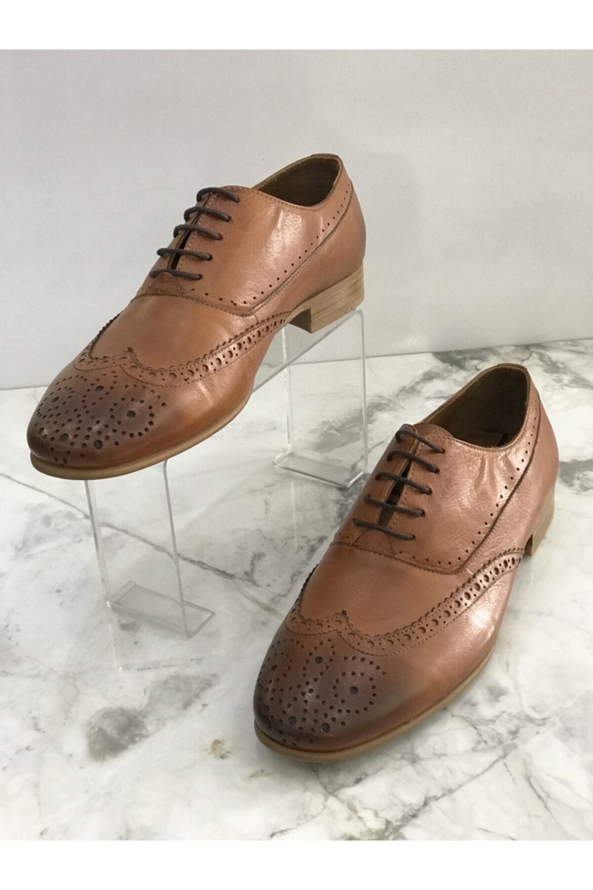 PATRON SHOES Erkek Hakiki Deri Taba Cilt Oxford Ayakkabı